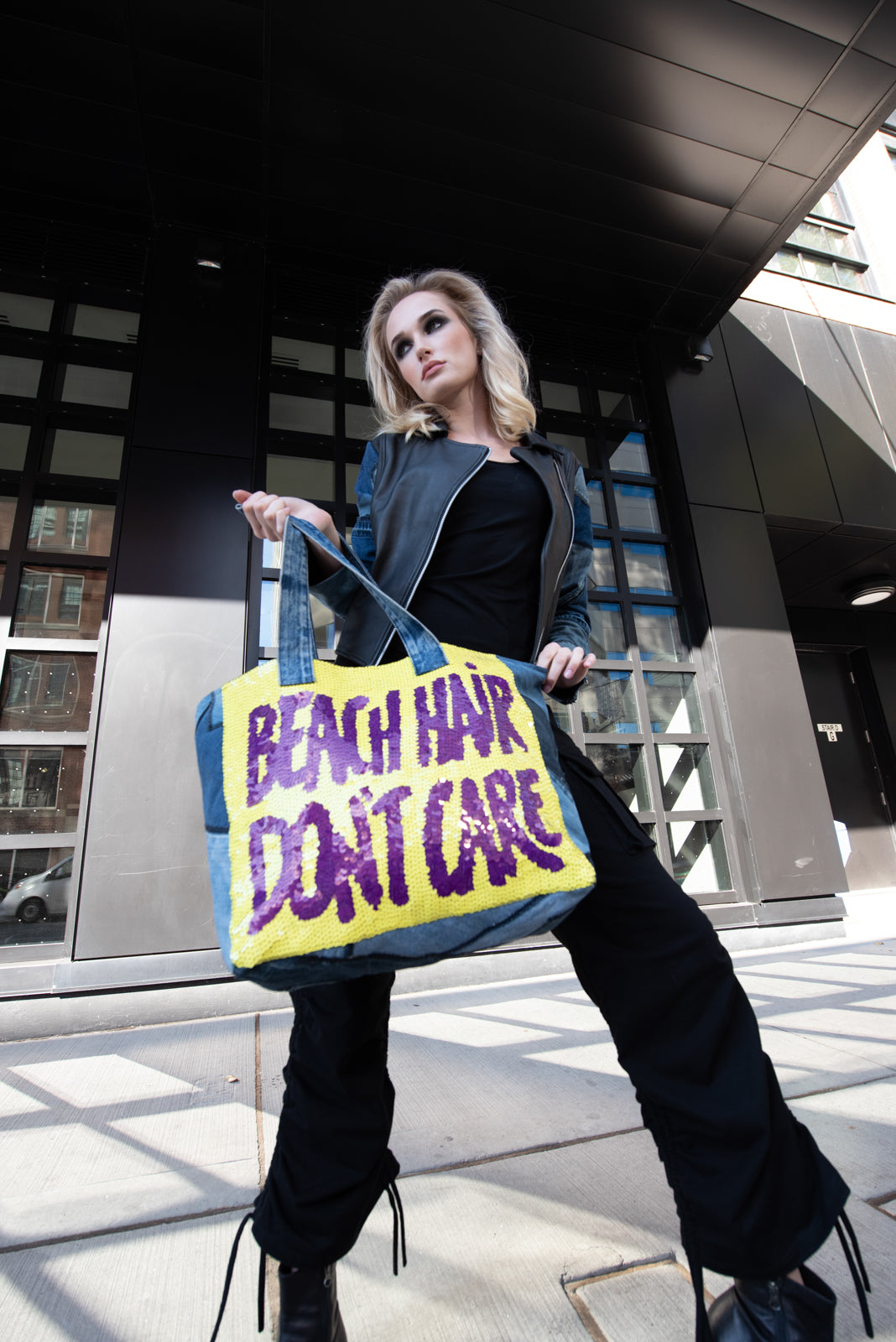 Designer Denim Bag Beach Hair