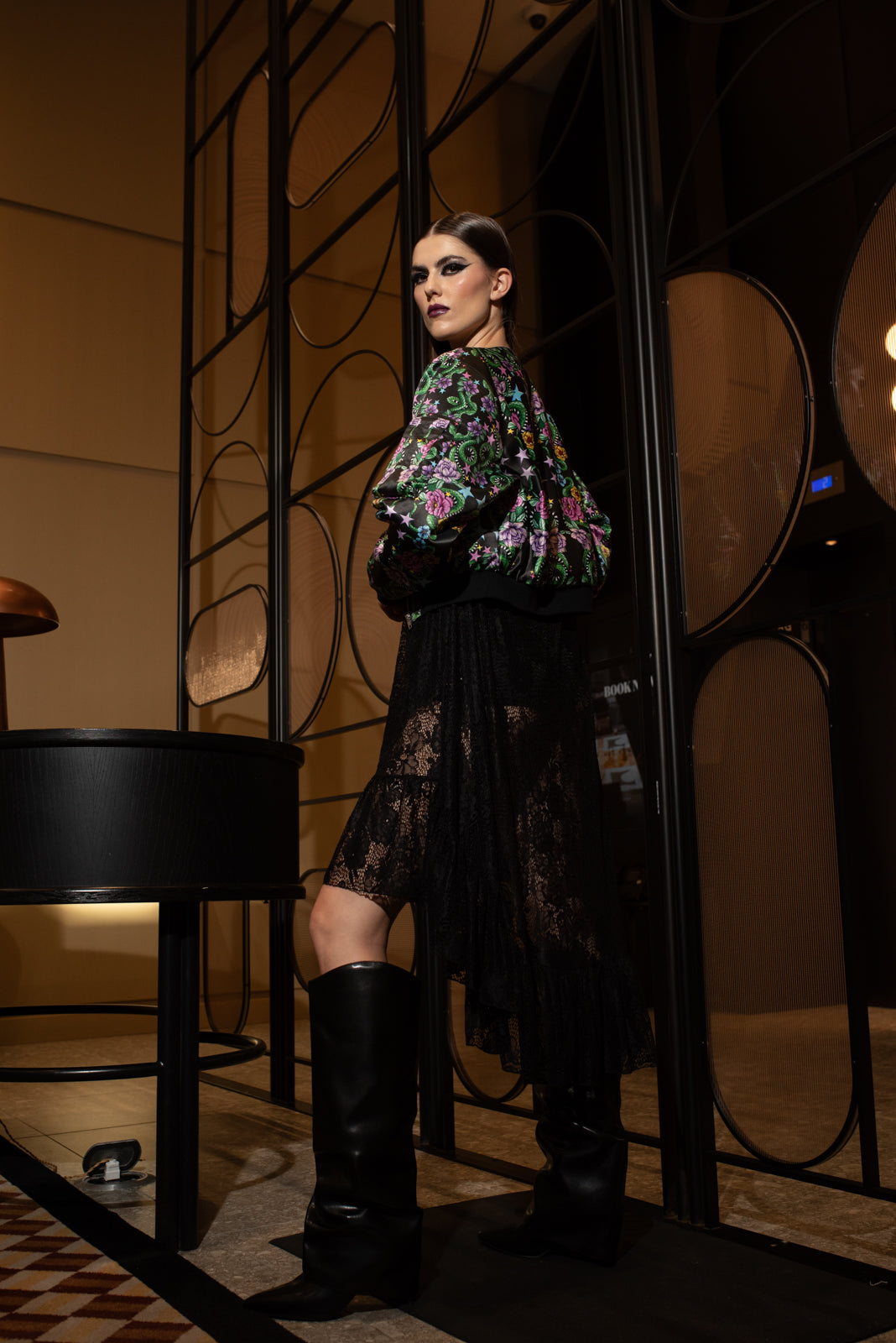 Zip Bomber Jacket Snake Black