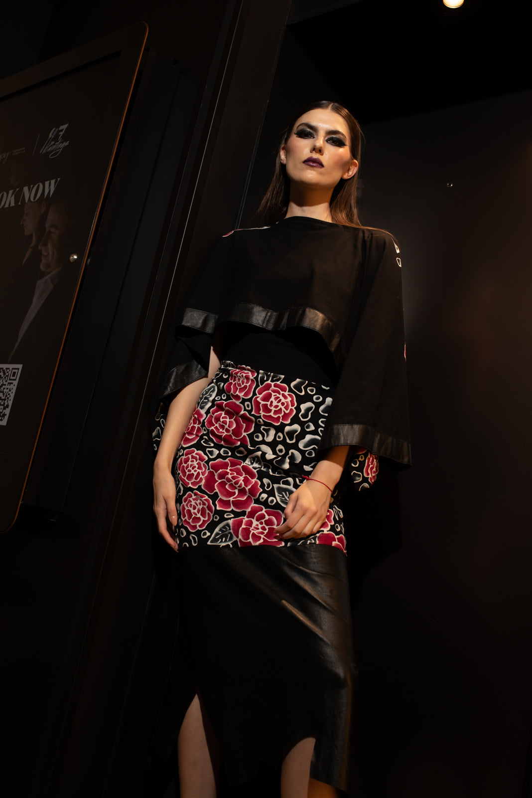 Leather Skirt Velvet Rose