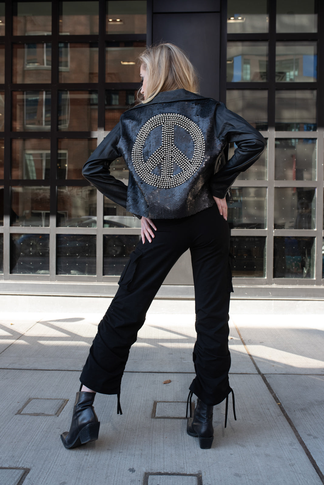 Biker Jacket Peace Studs