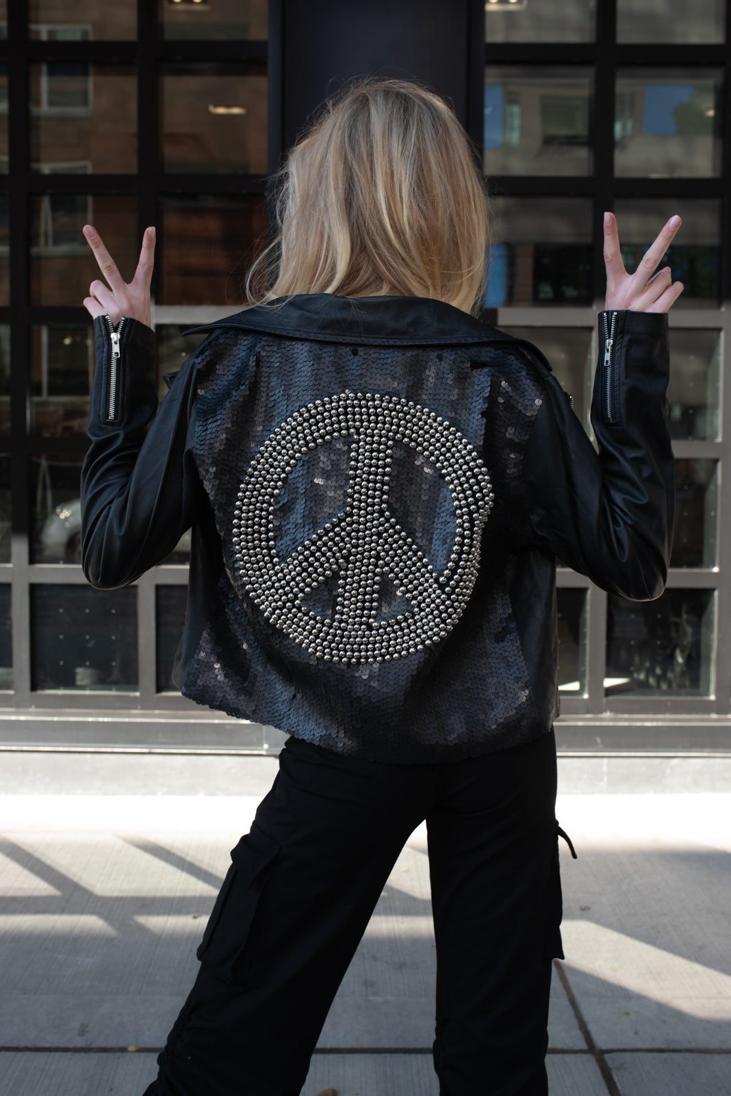 Biker Jacket Peace Studs