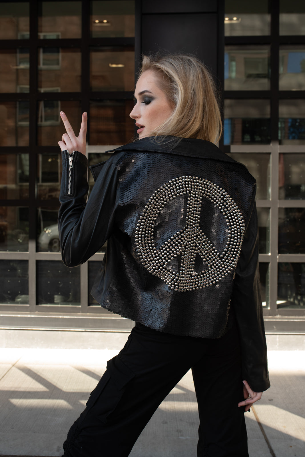 Biker Jacket Peace Studs