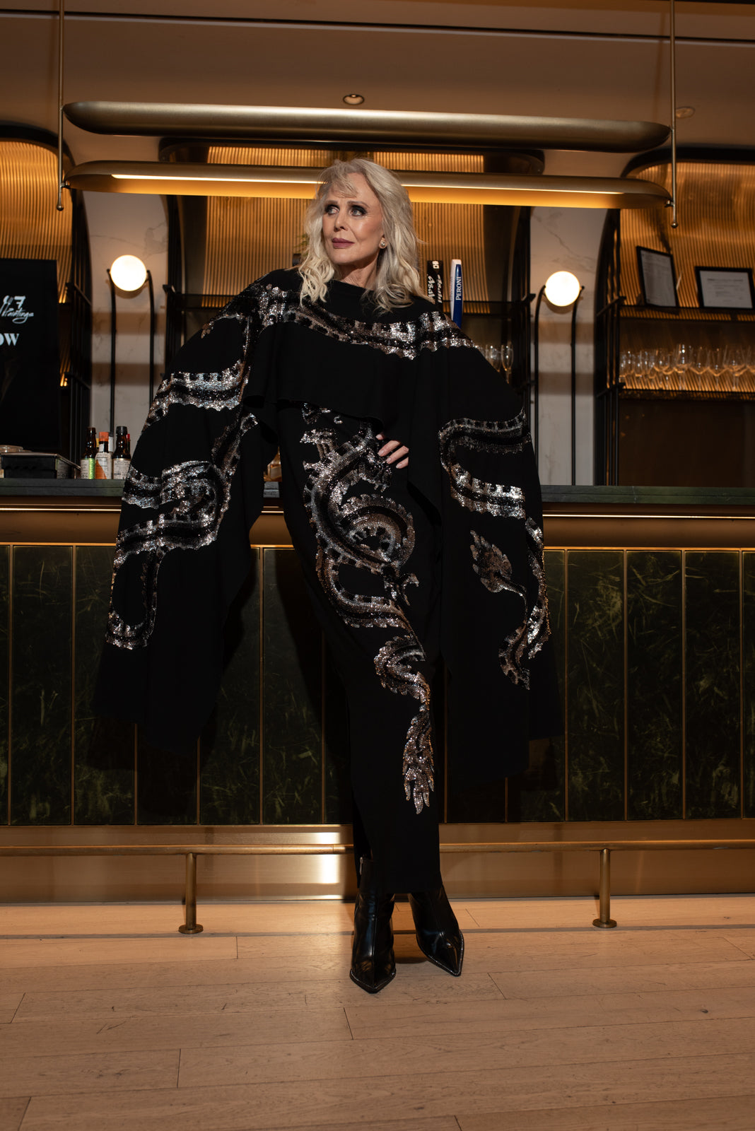 Long Cape Dragon BW Beaded