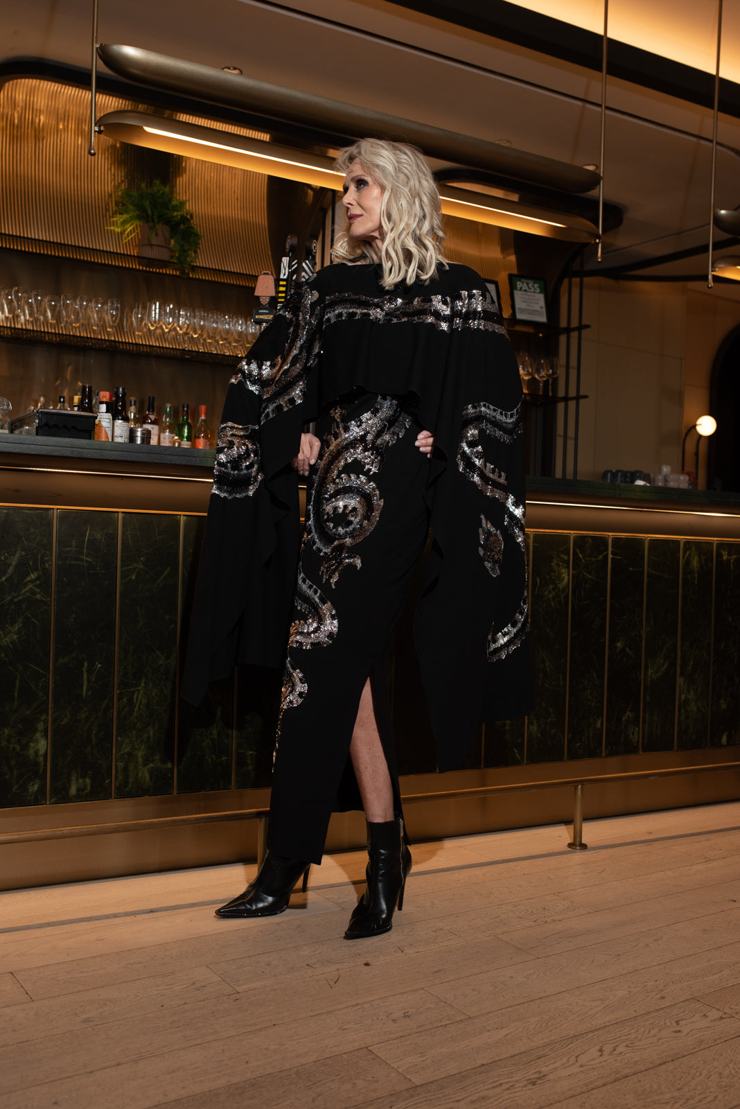 Long Cape Dragon BW Beaded