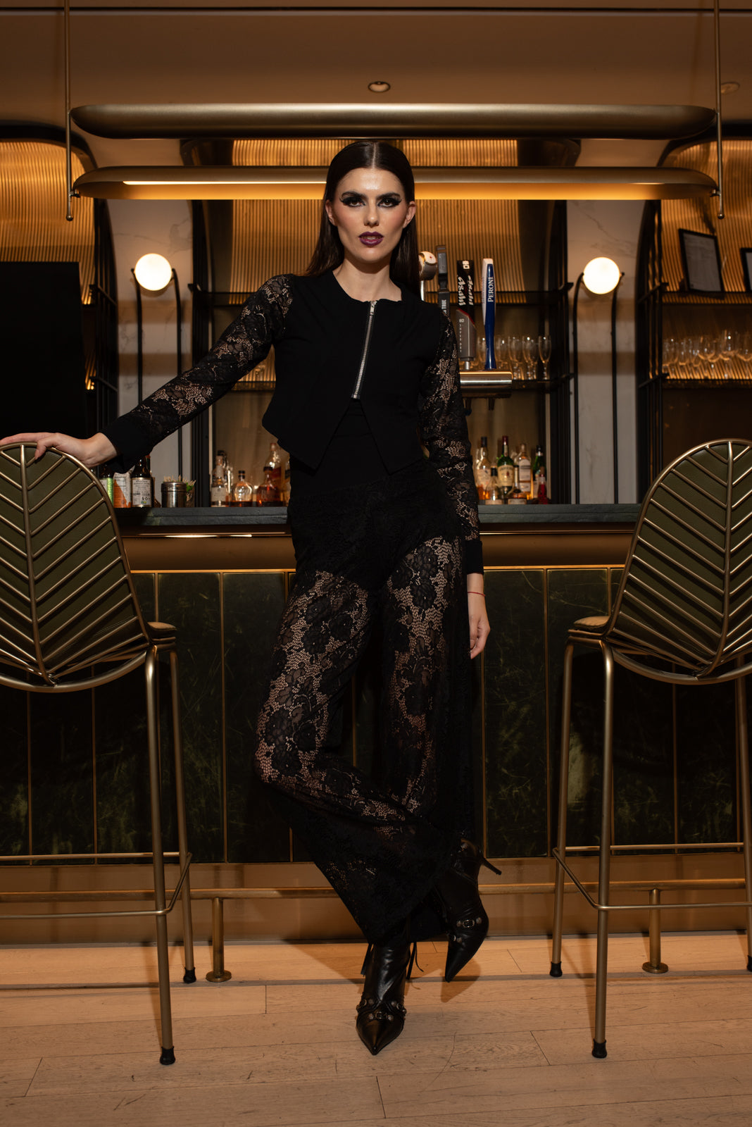 Contrast Jacket Black Lace