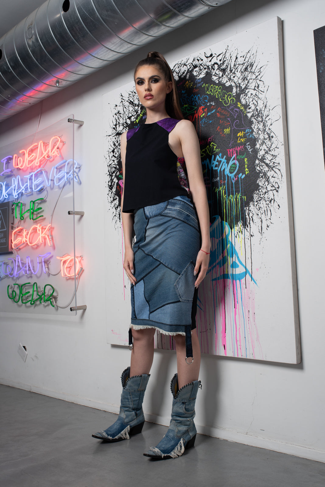 Denim Pencil Skirt