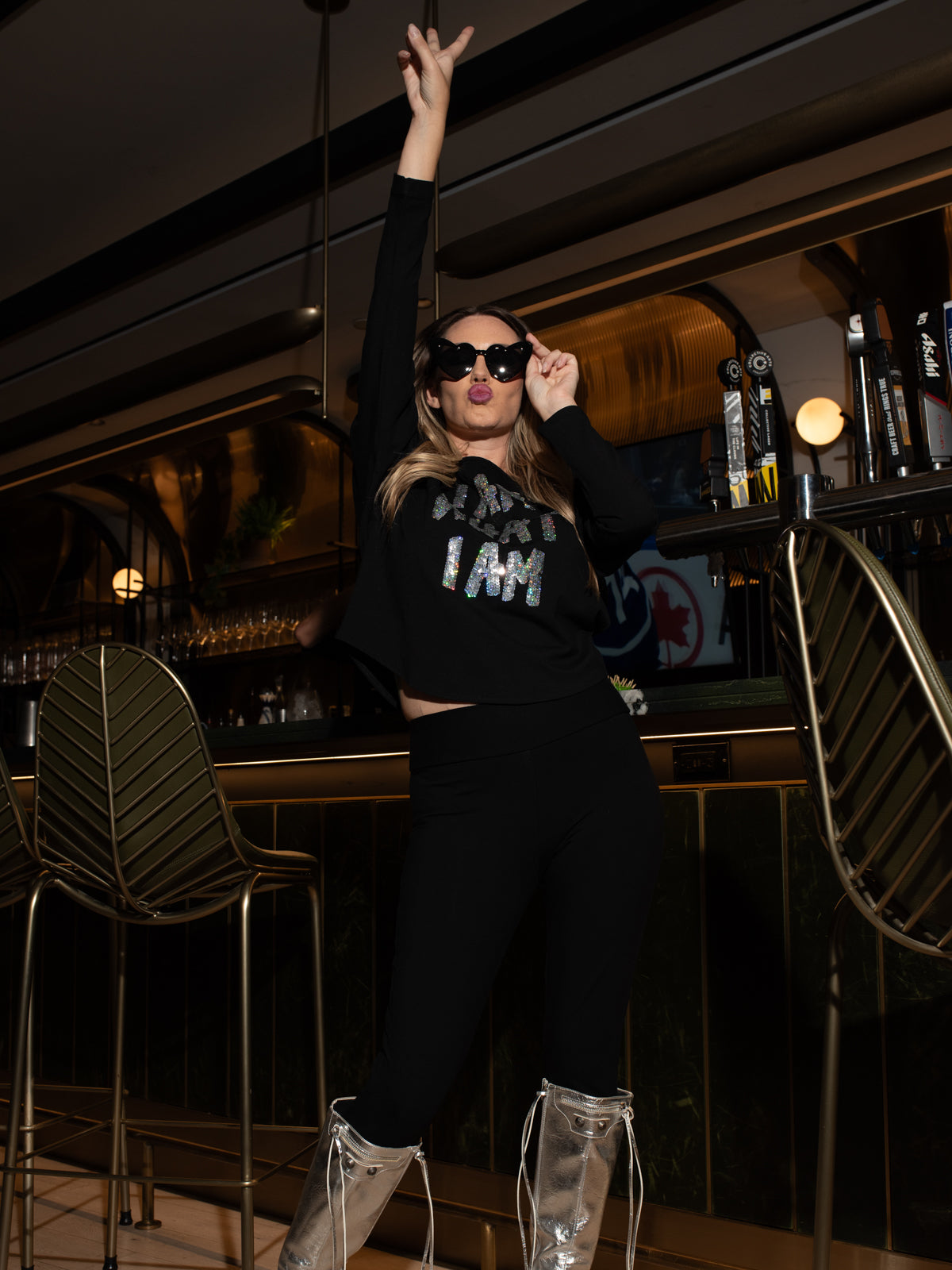 Long Sleeve Crop Top I am What I am Silver