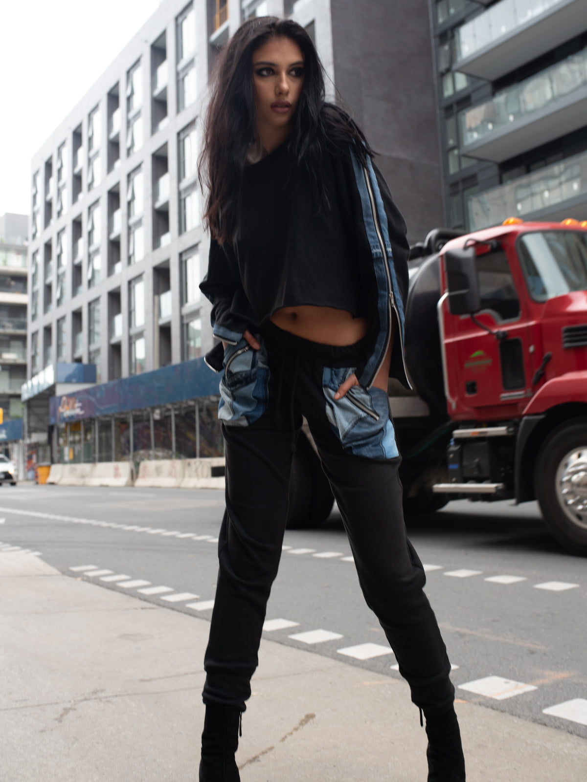 Zip Sweatpant Remix Denim