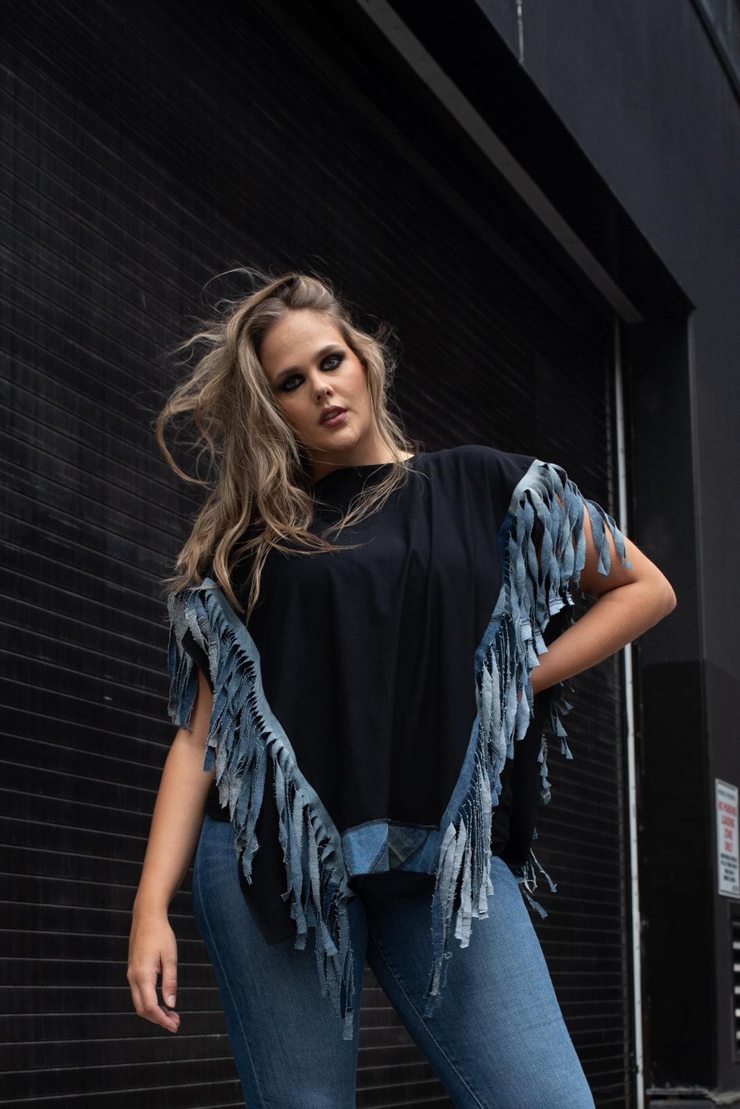 Fringe Cape Remix Denim