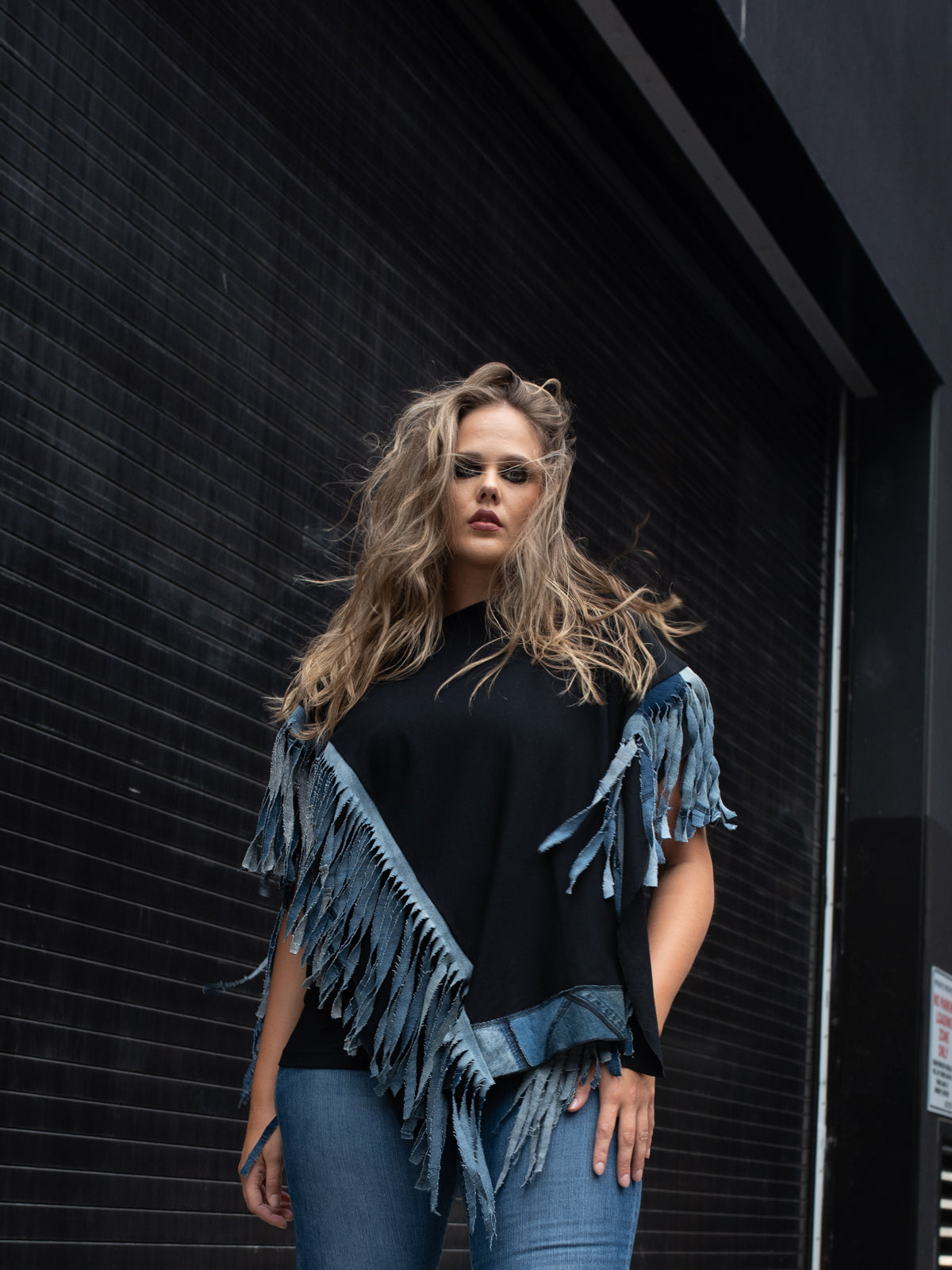 Fringe Cape Remix Denim