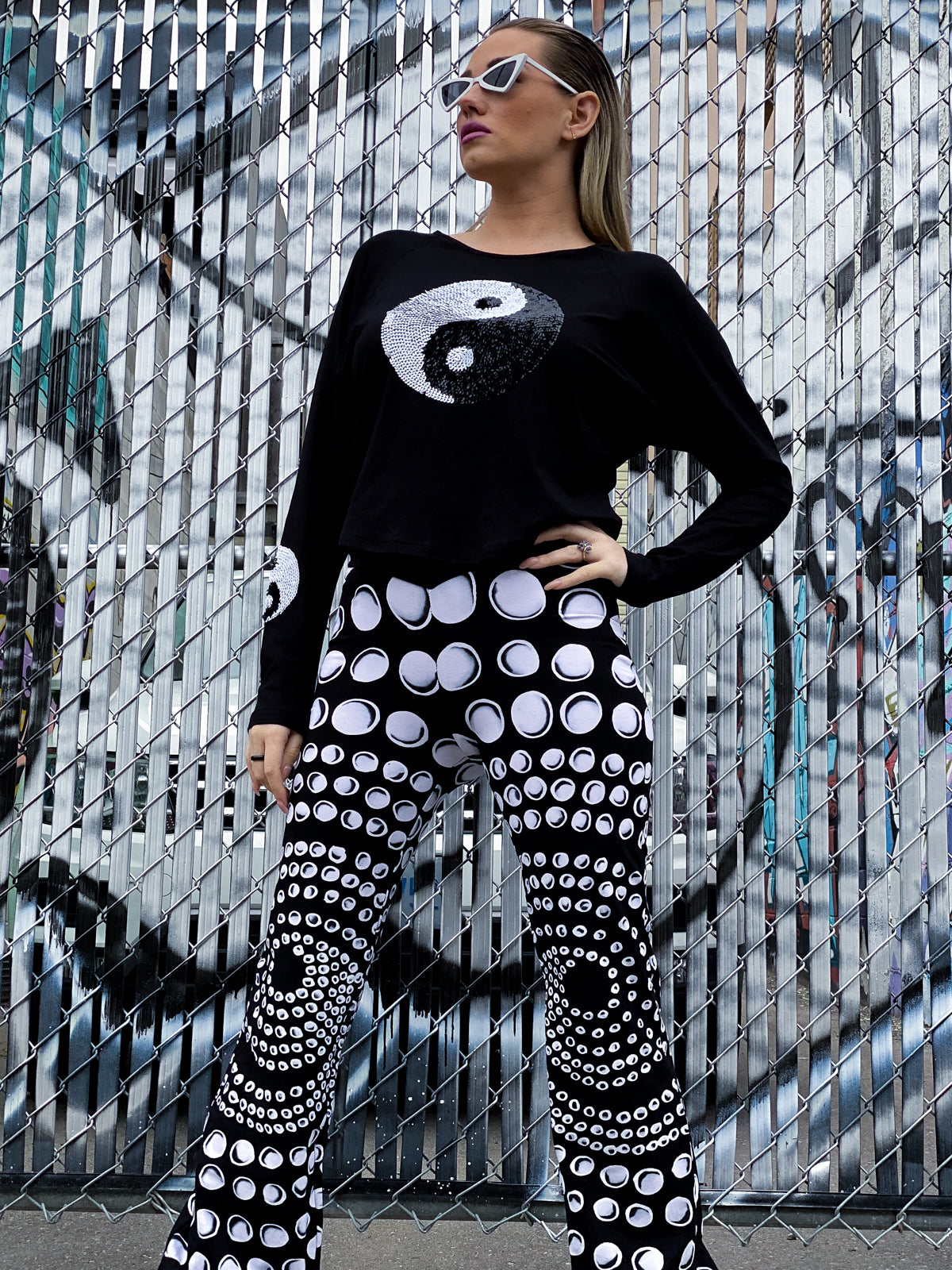 Long Sleeve Crop Top Ying Yang