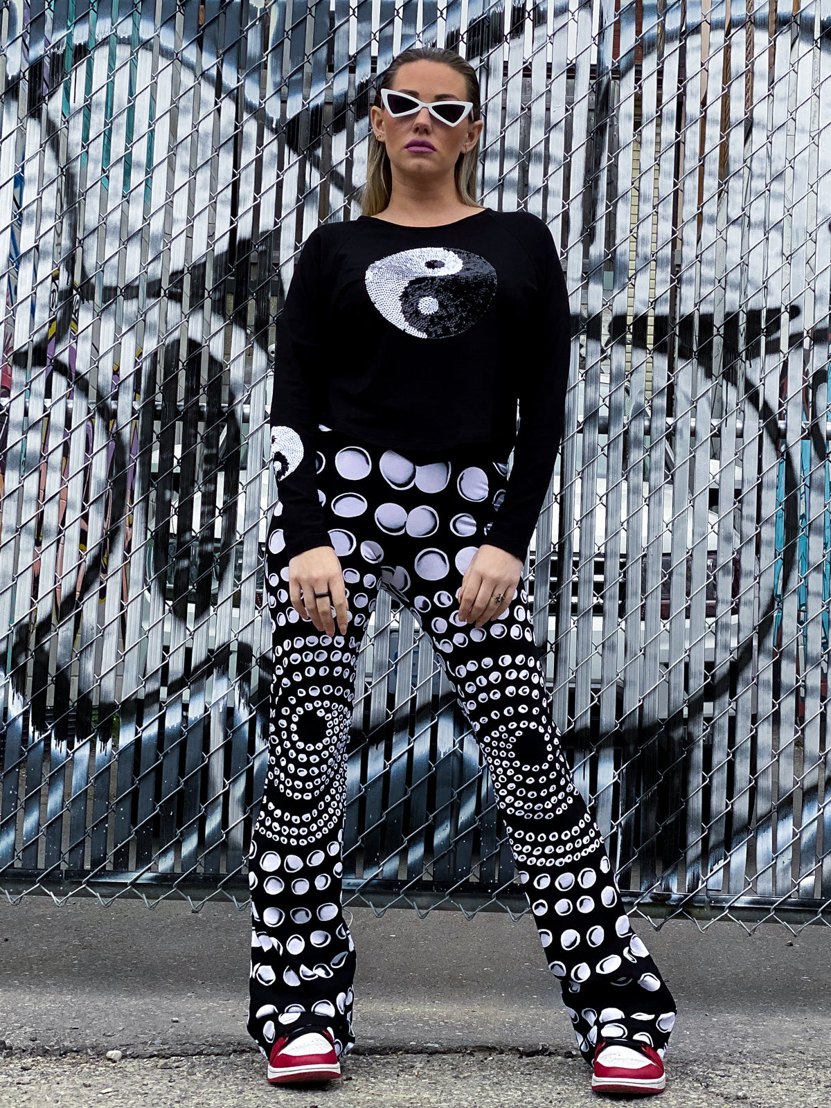 Long Sleeve Crop Top Ying Yang