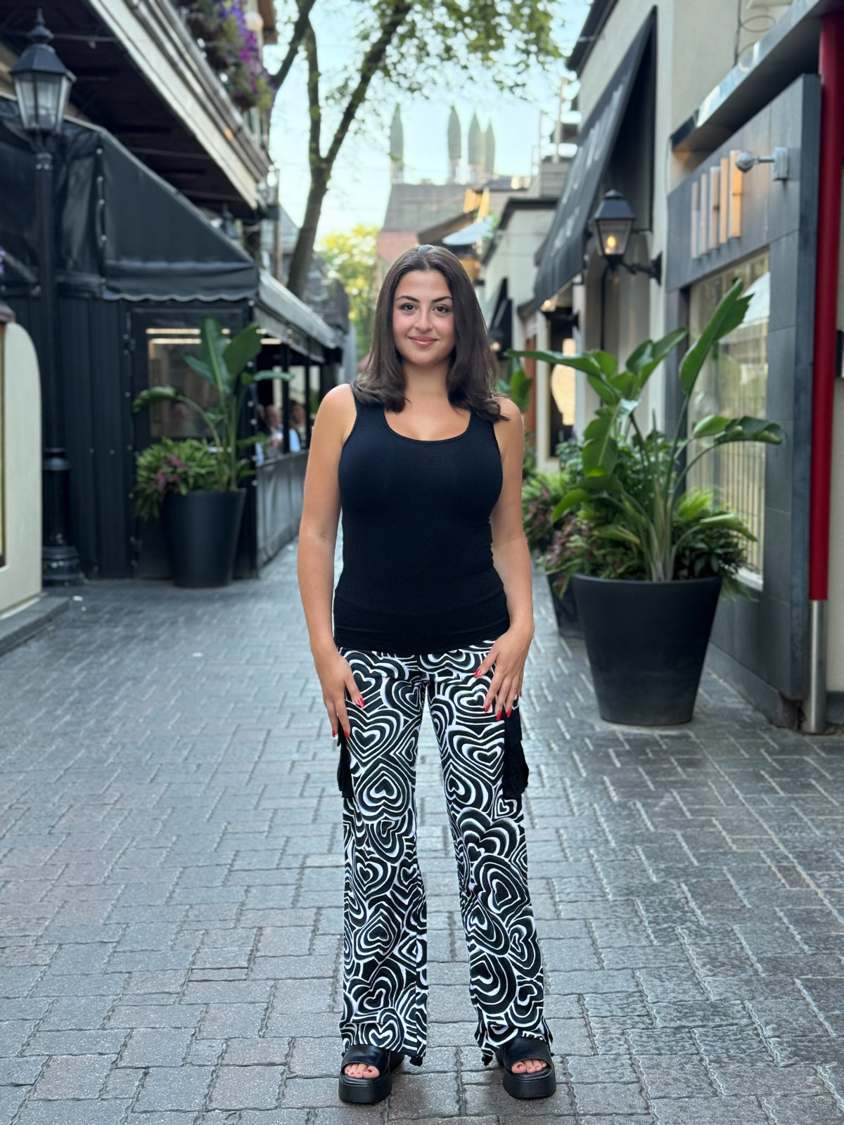 Cargo pant Heart B&W