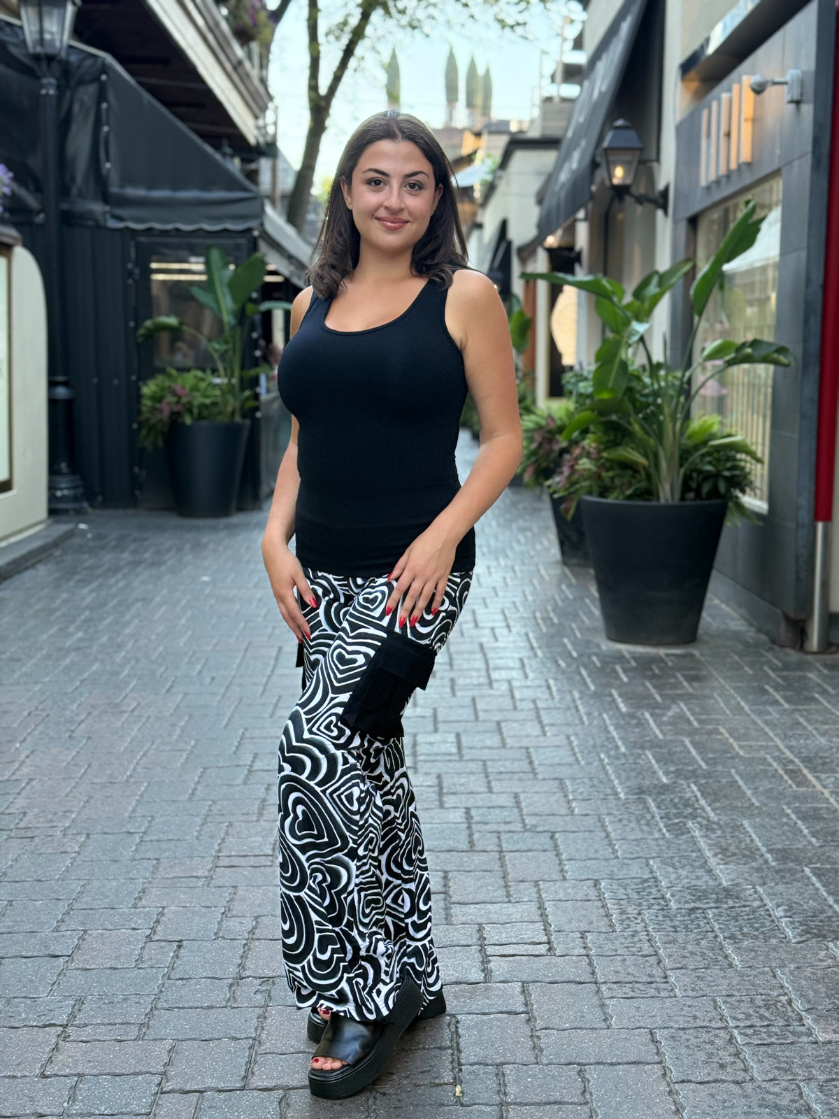 Cargo pant Heart B&W