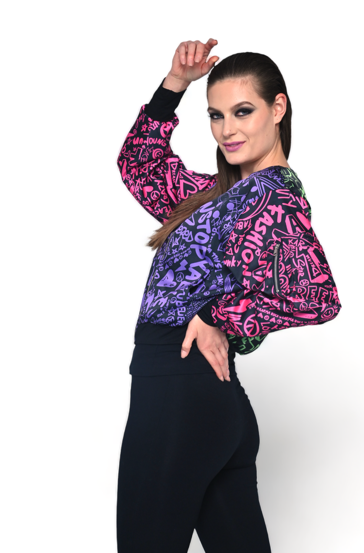 Zip Bomber Jacket Inspiring Karma Multi