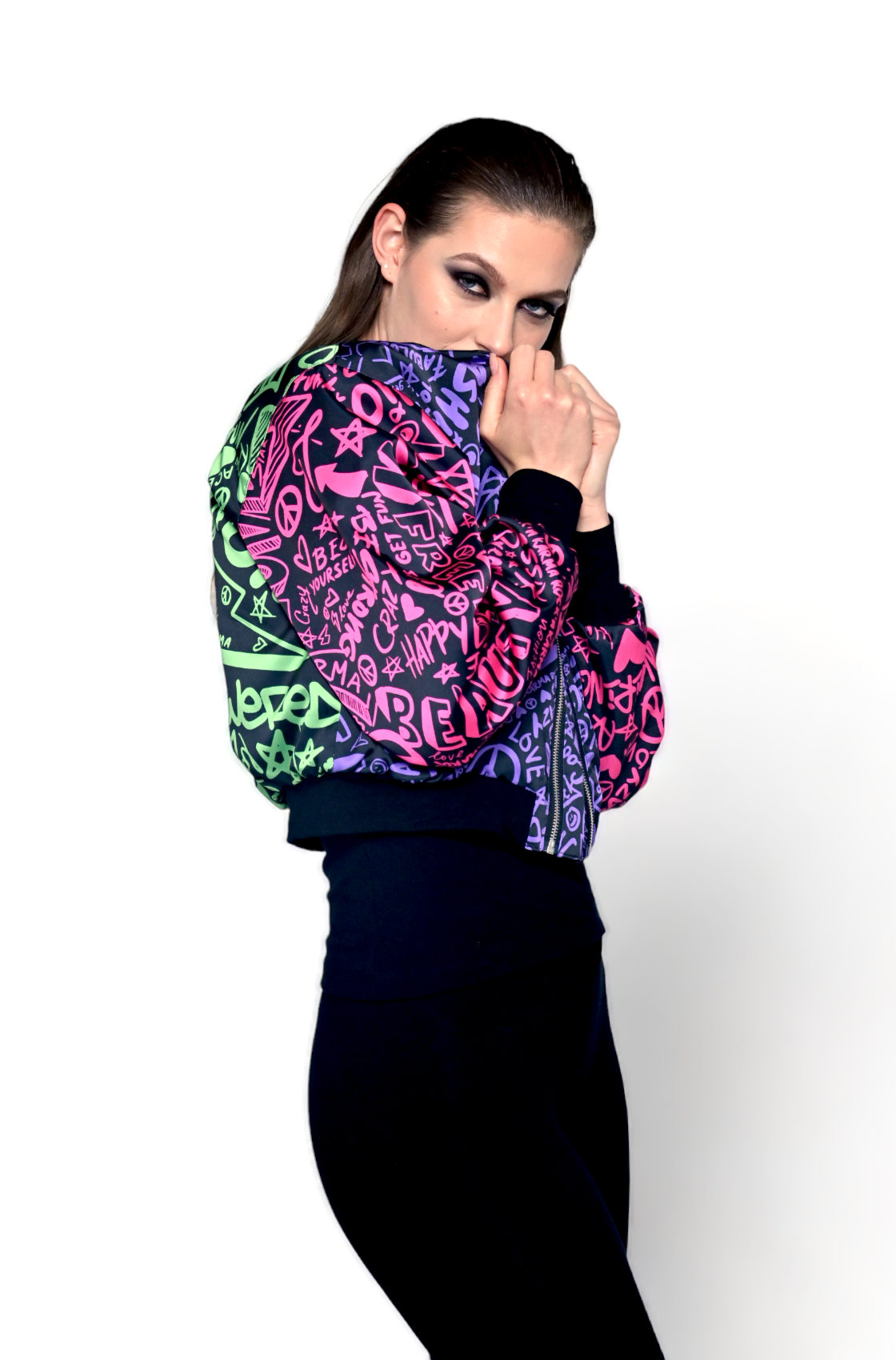 Zip Bomber Jacket Inspiring Karma Multi