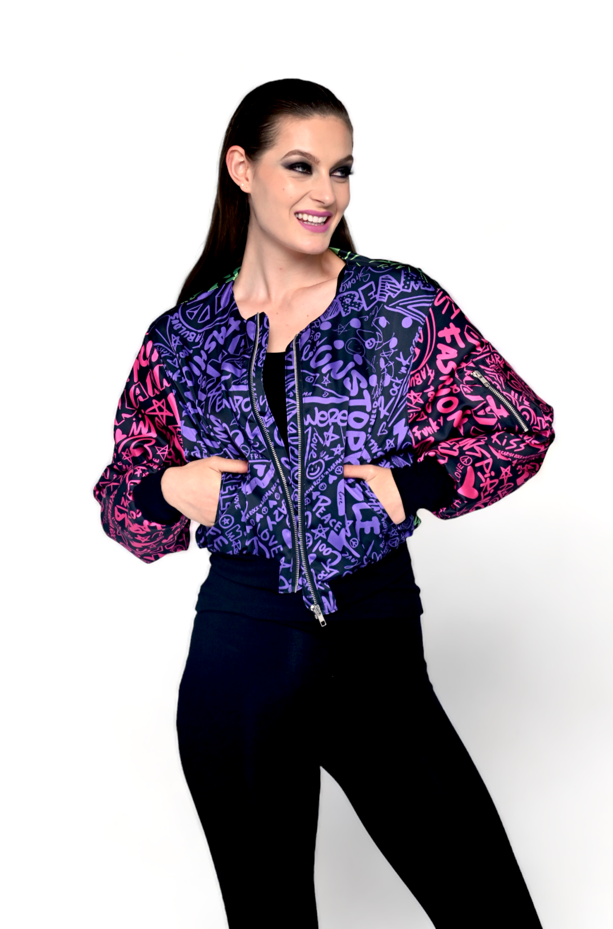 Zip Bomber Jacket Inspiring Karma Multi