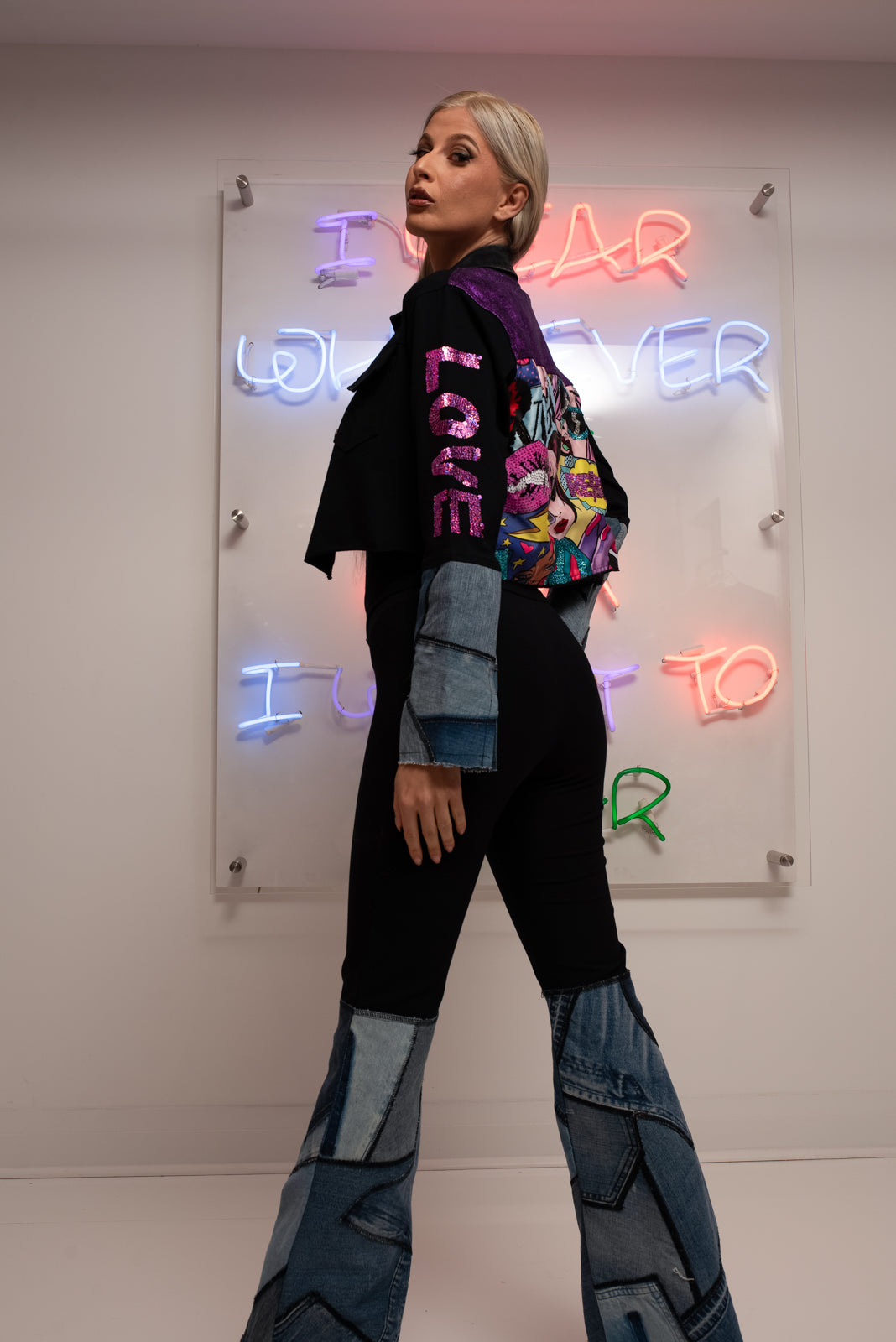 Ink Crop Jacket Rebel Heart Multi