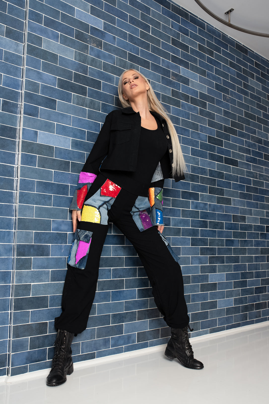Ink Crop Jacket Remix Beaded