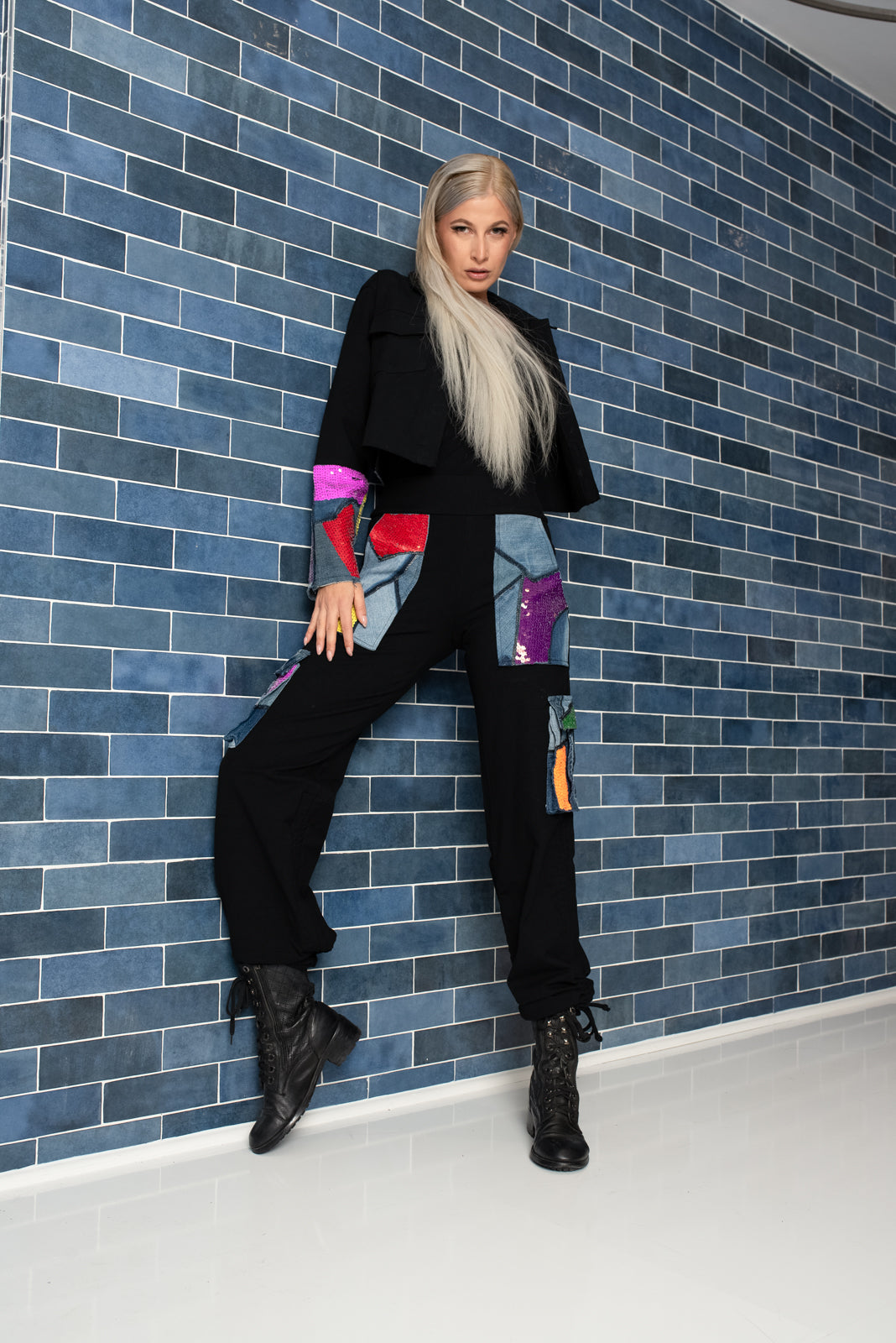 Ink Crop Jacket Remix Beaded