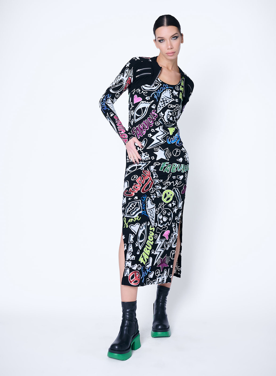 Slide Dress Scribble Multi