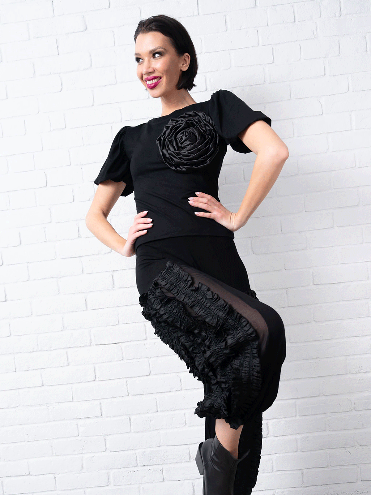 Ruffle Marley Pant Black