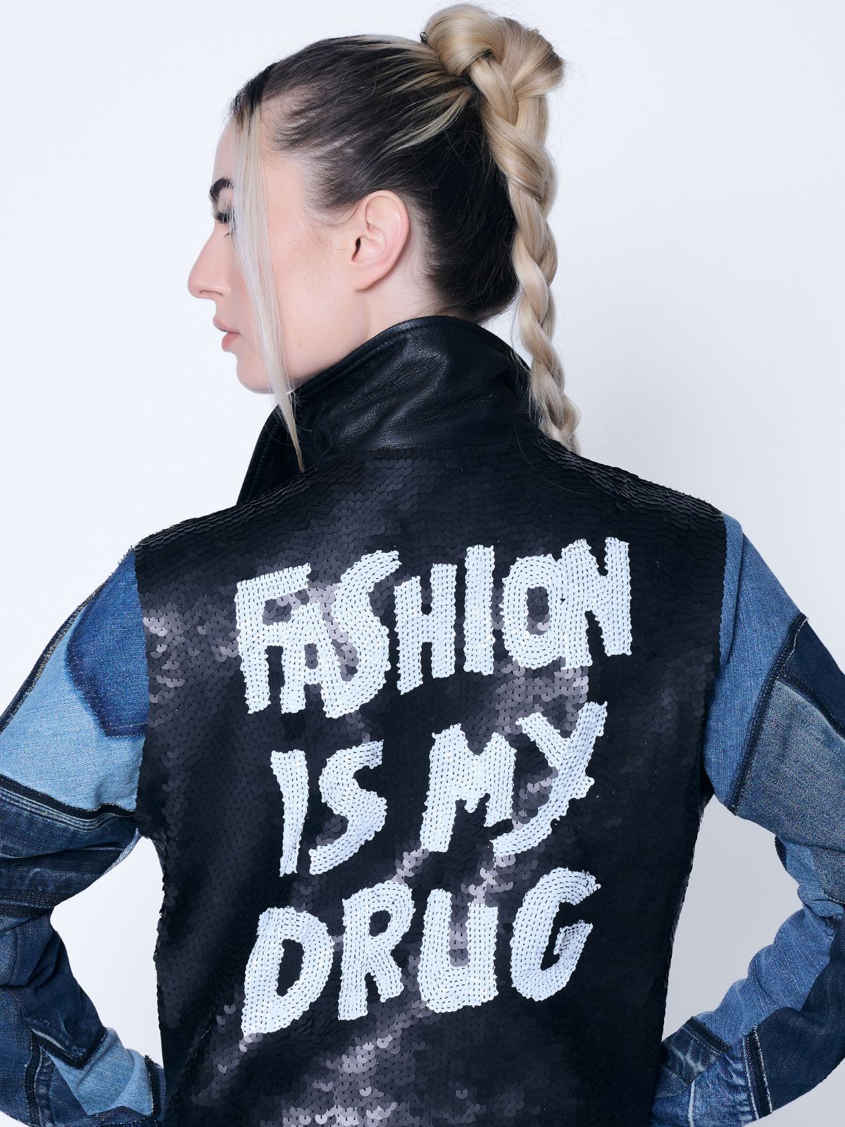 QT5053 Biker Jacket Fashion Is My Drug Remix