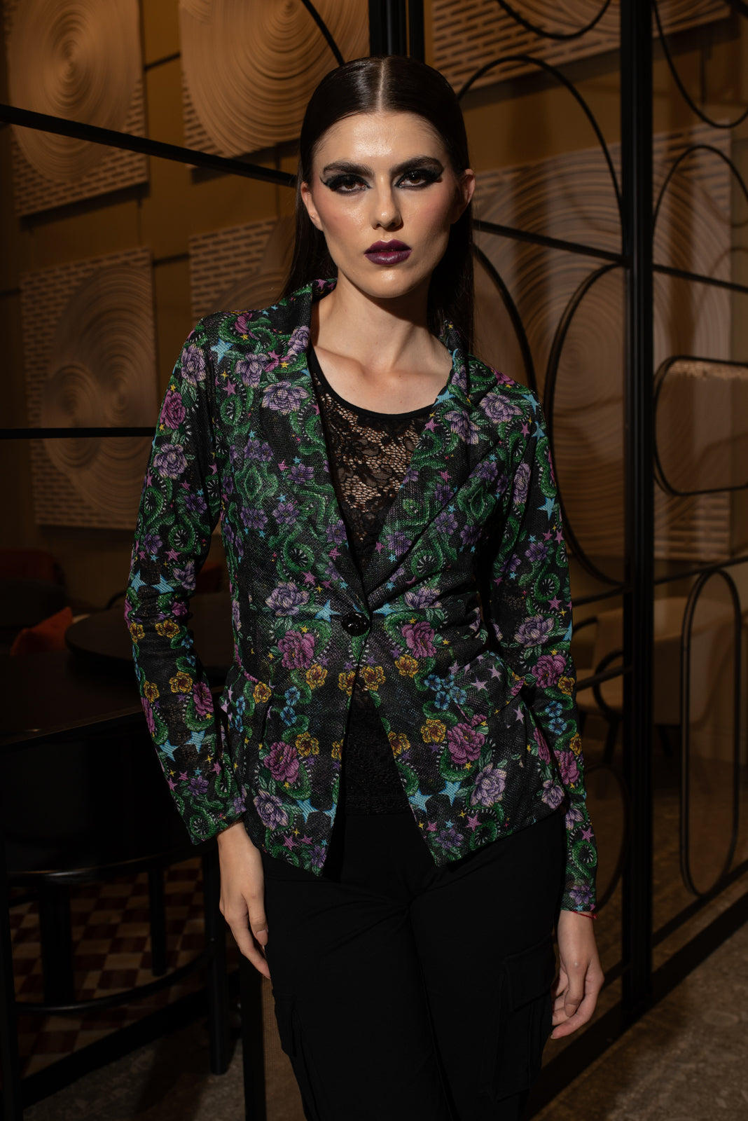 Mesh Blazer Snake Black