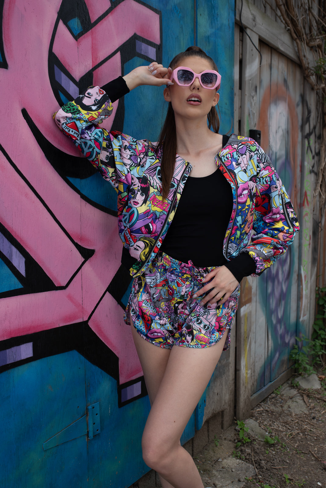 Zip Bomber Jacket Rebel Heart Multi