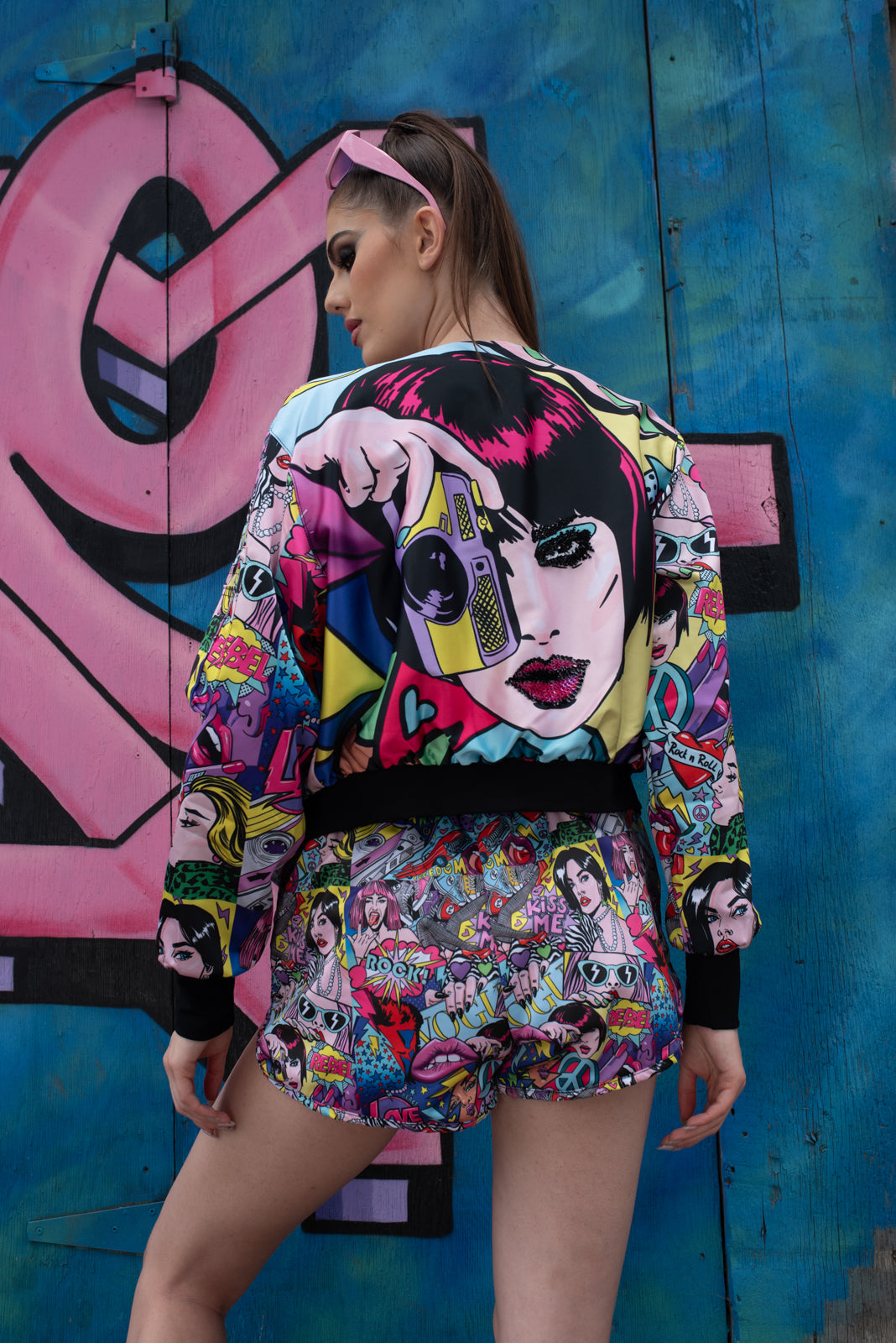 Zip Bomber Jacket Rebel Heart Multi