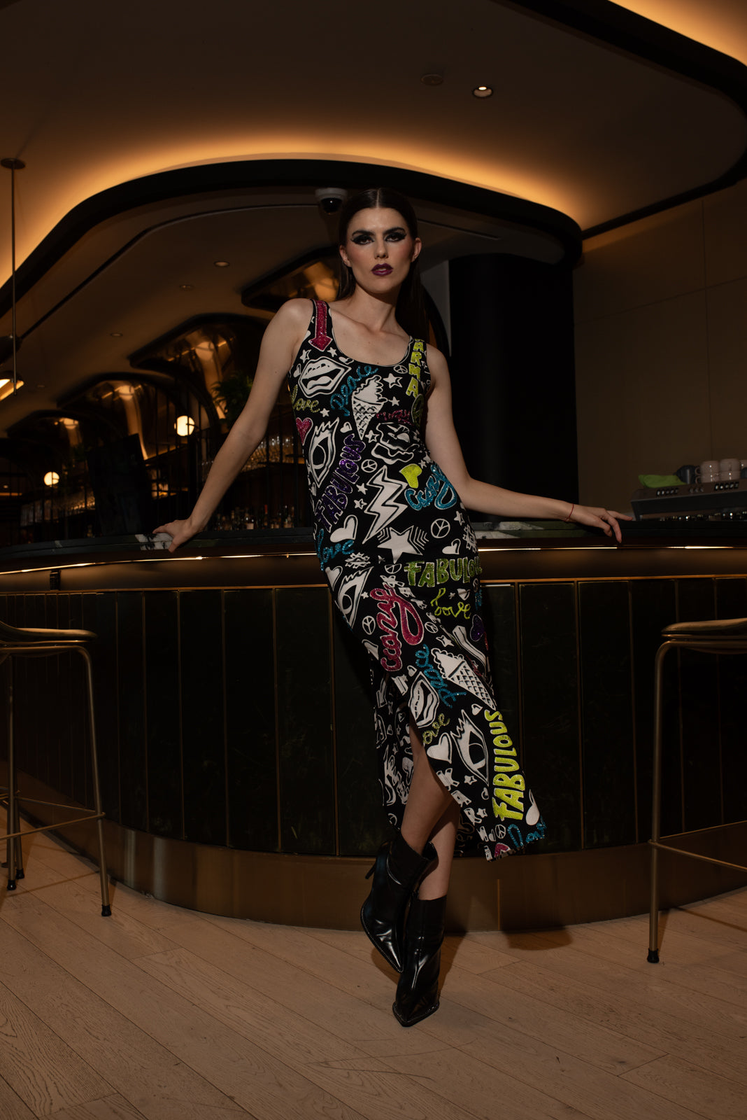 Slide Dress Scribble Multi