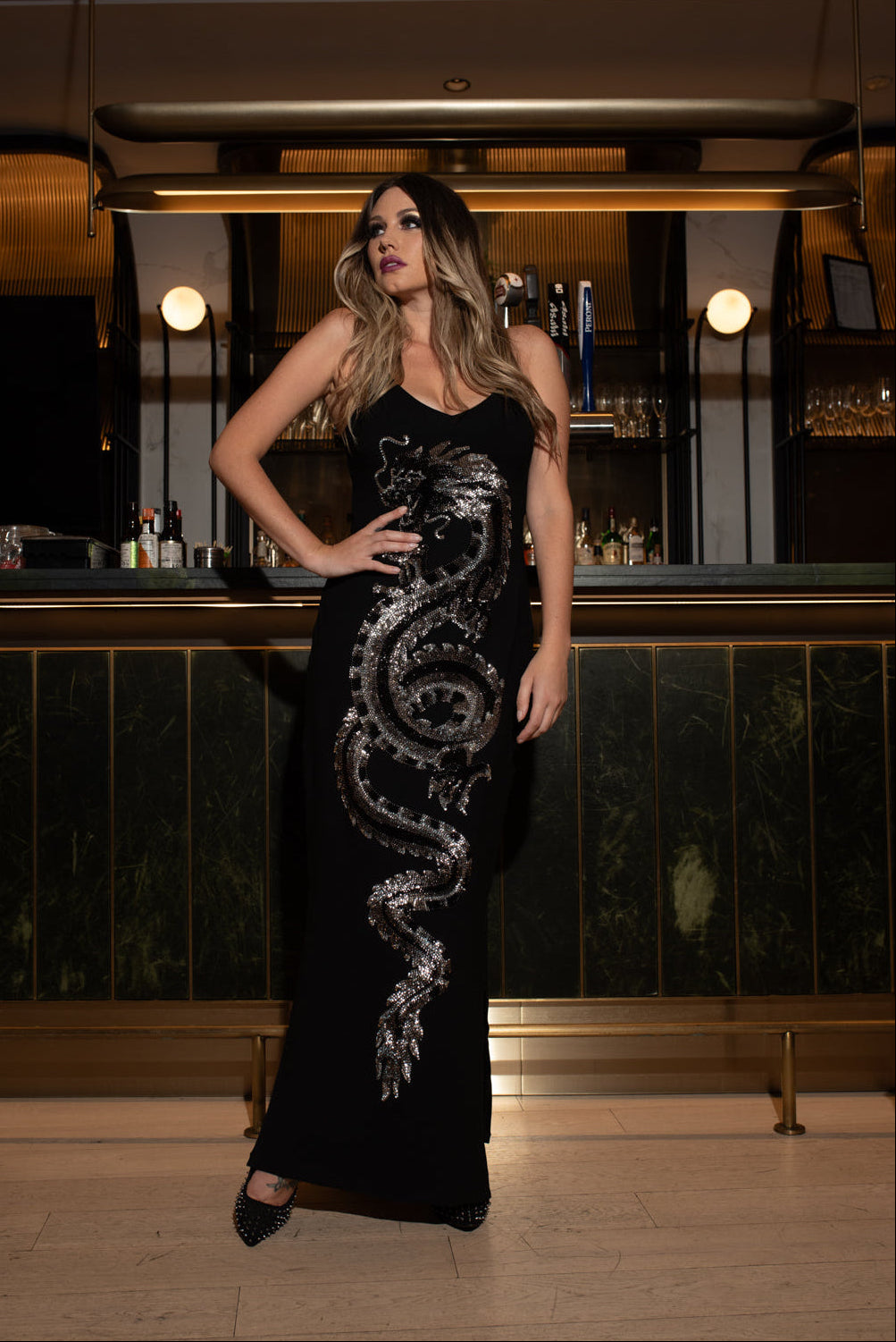 Dream Dress Dragon BW Beaded