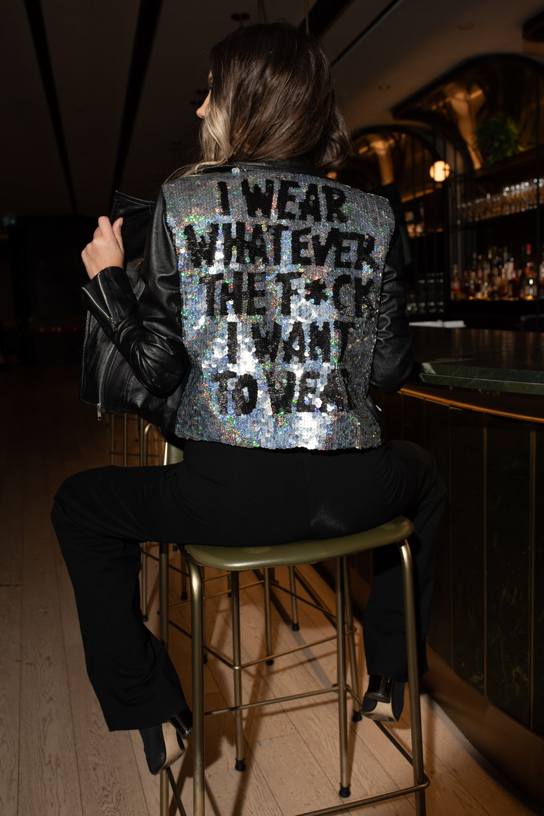 Biker Jacket I Wear Whatever Silver