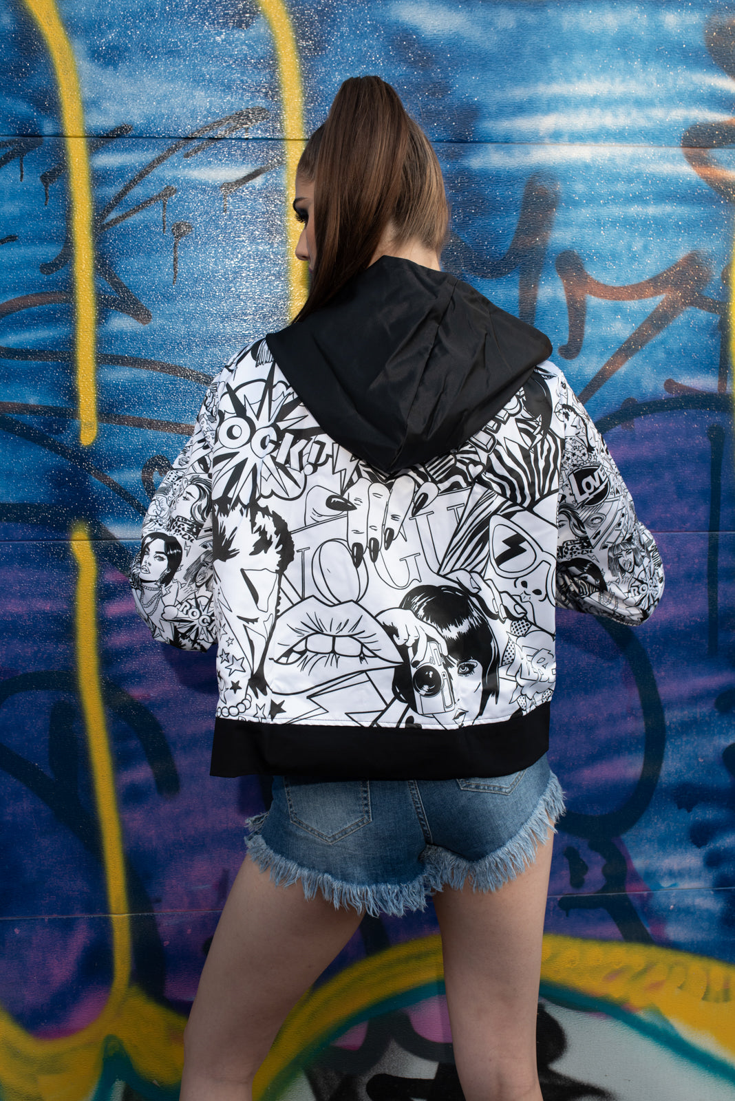 Oversized Bomber Rebel Heart BW