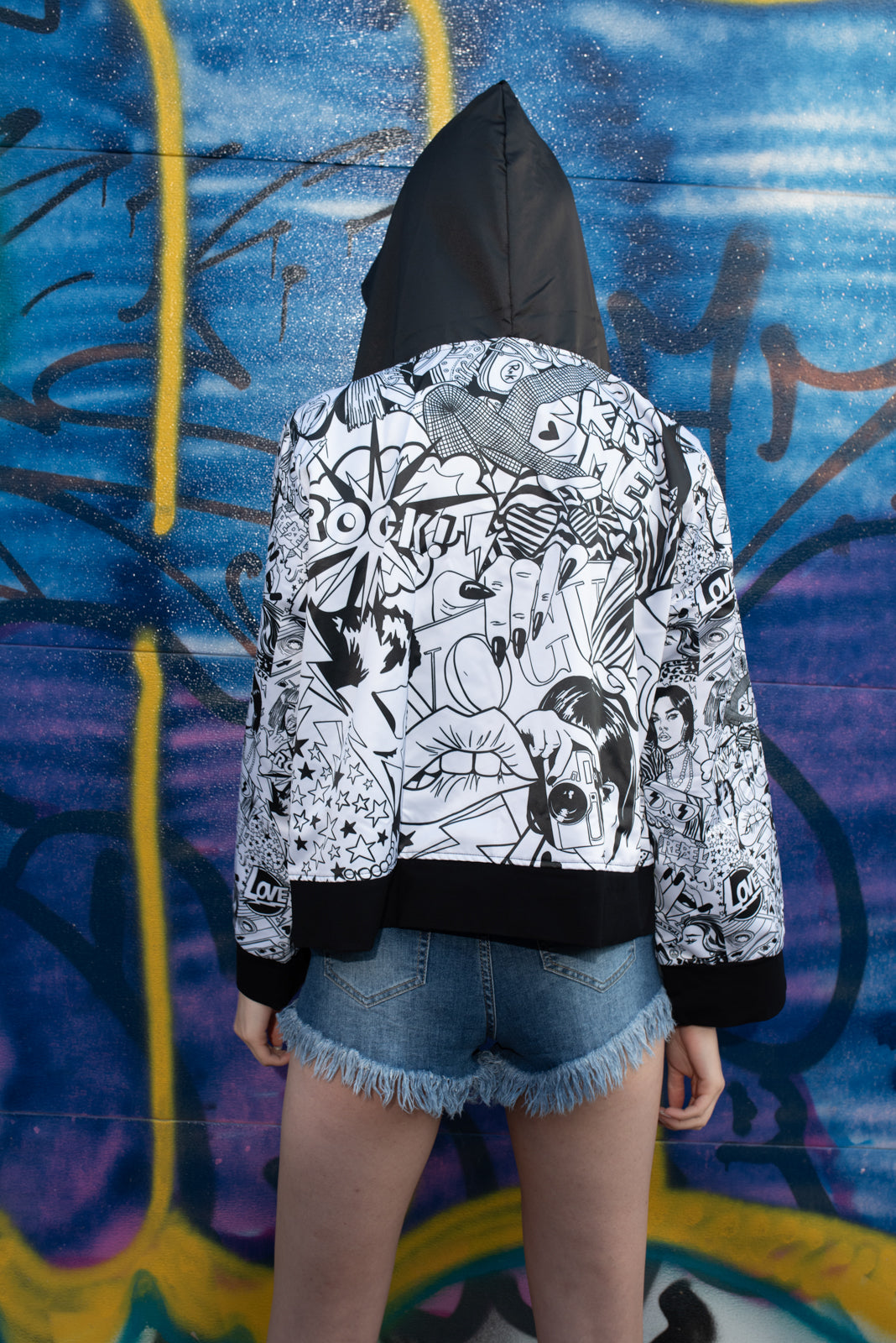 Oversized Bomber Rebel Heart BW