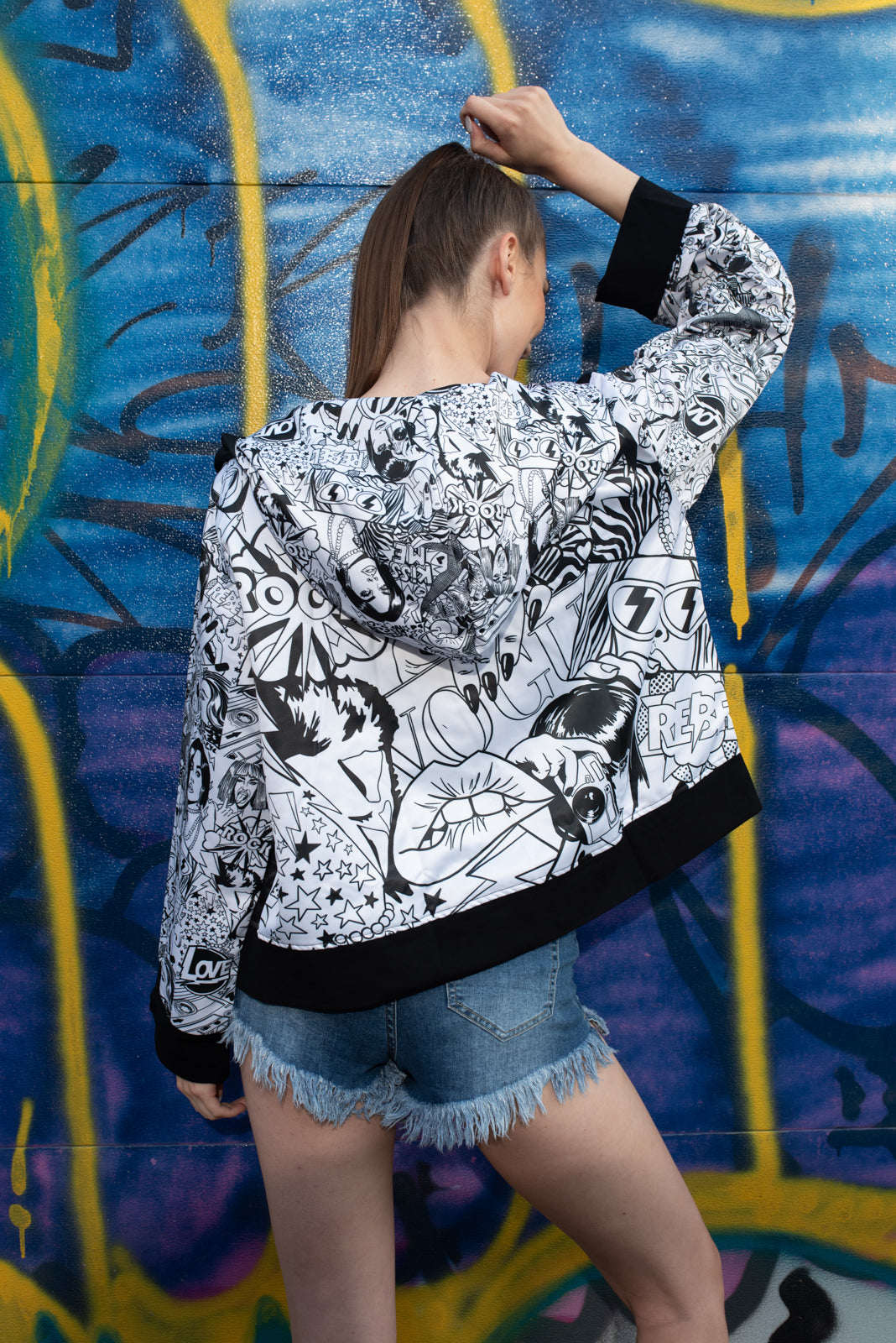 Oversized Bomber Rebel Heart BW