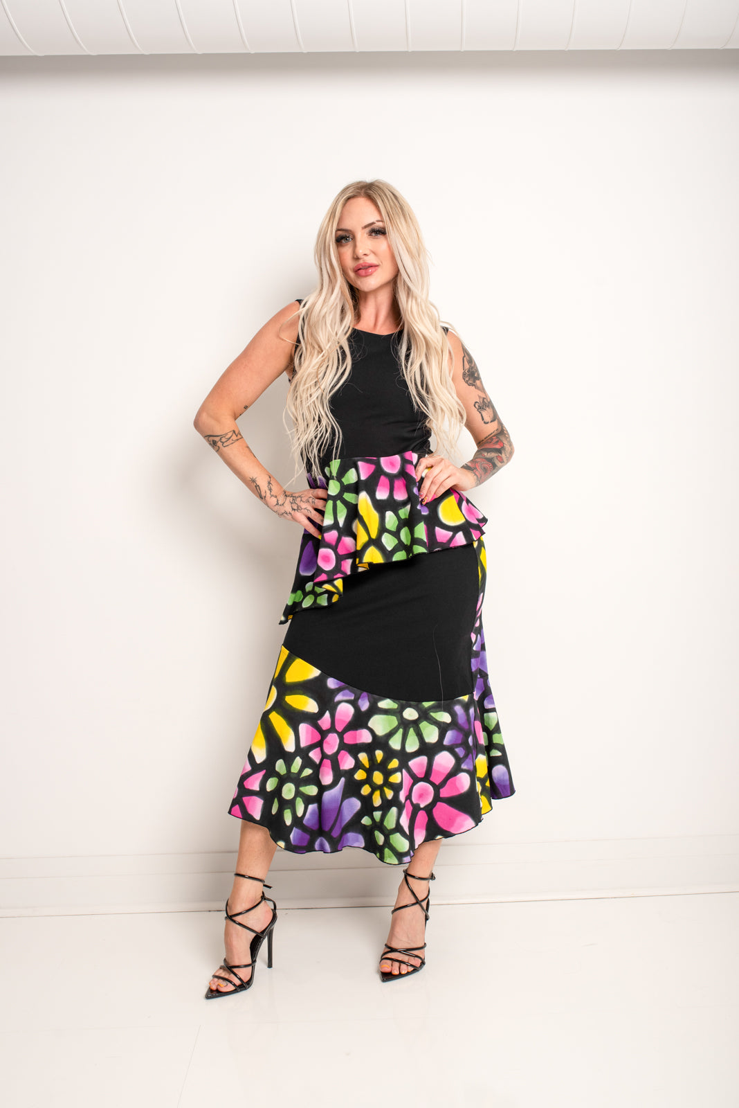 Peplum Top Flowers Multi