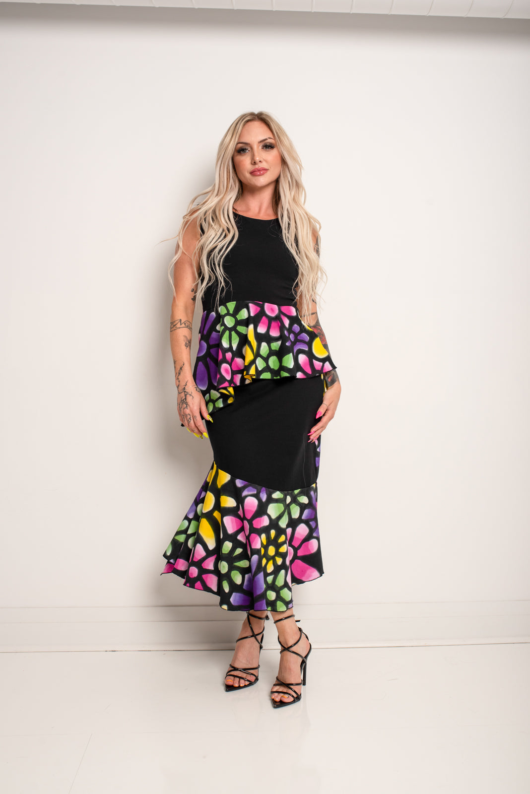 Peplum Top Flowers Multi