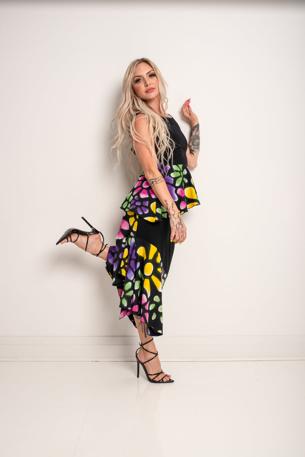 Peplum Top Flowers Multi
