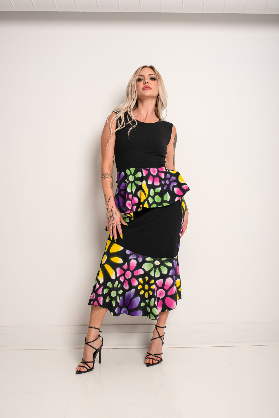 Peplum Top Flowers Multi