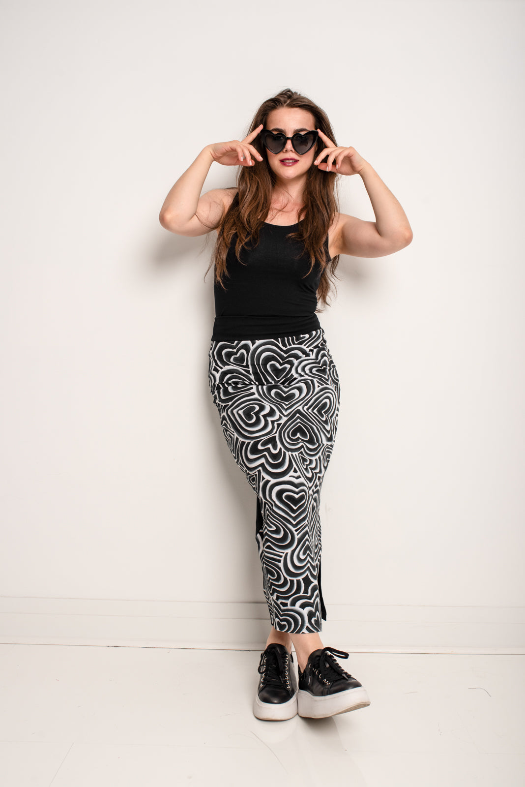 Crayon Skirt Heart B&W
