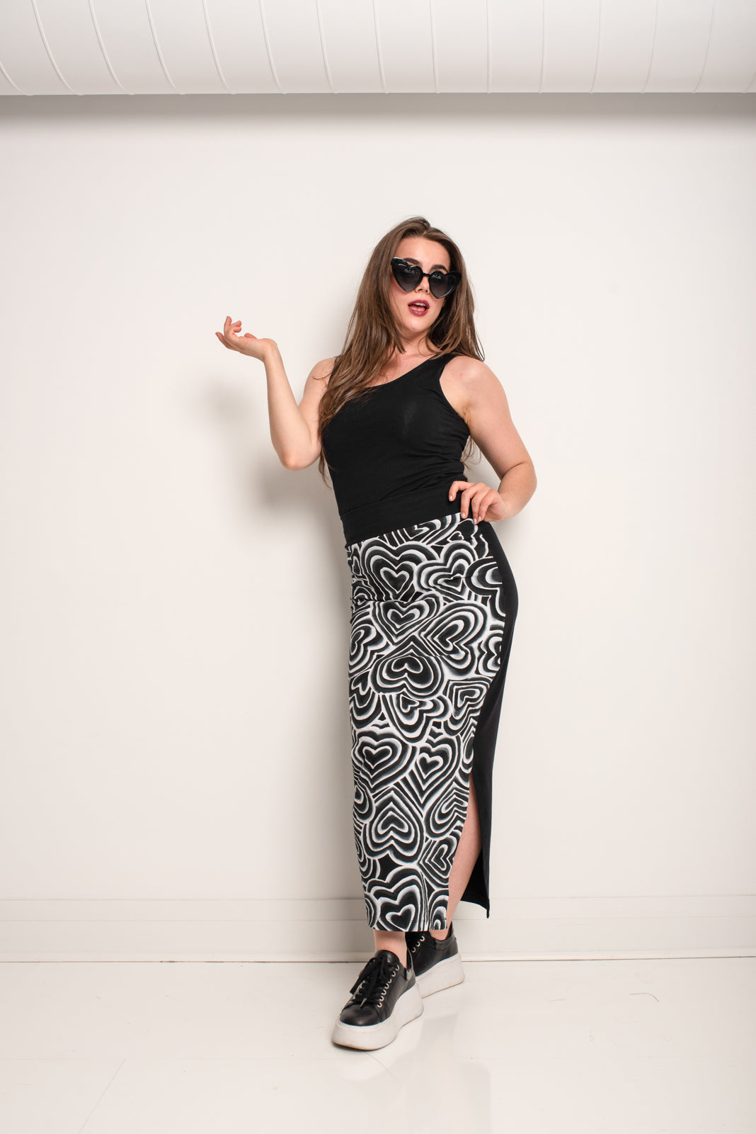 Crayon Skirt Heart B&W
