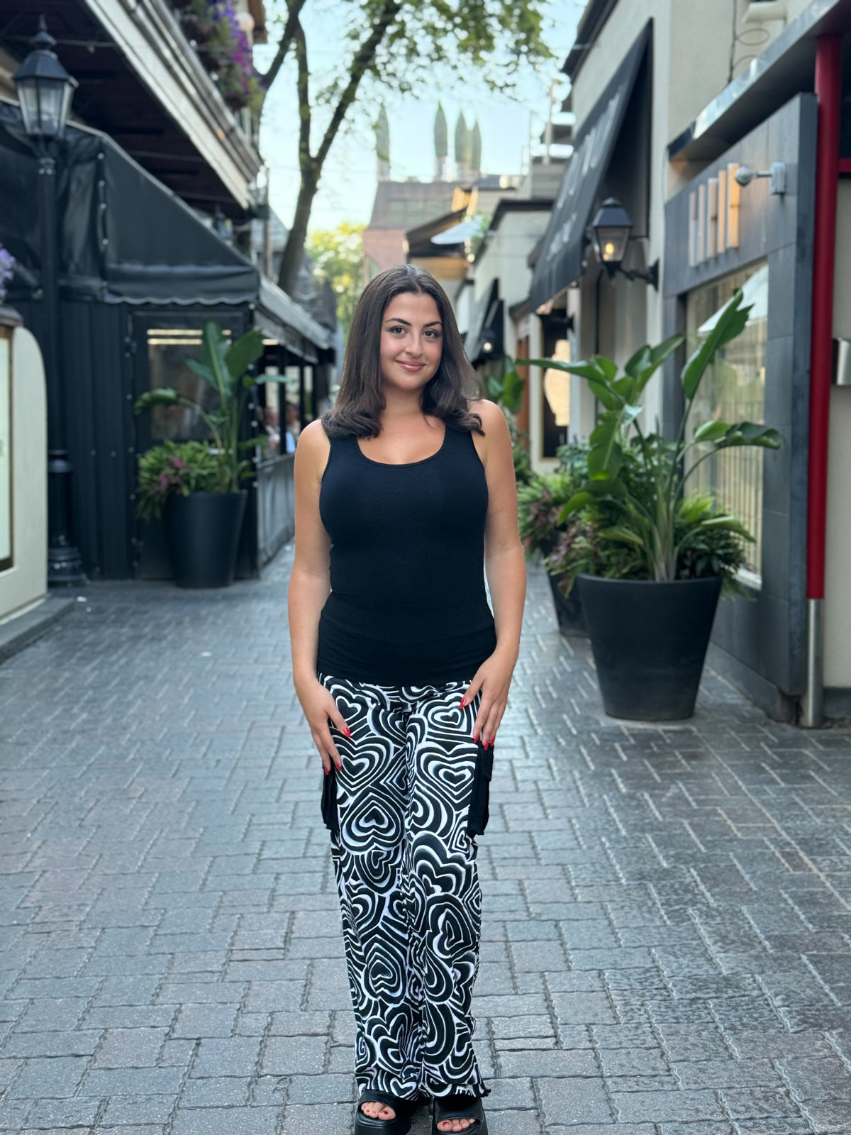 Cargo pant Heart B&W