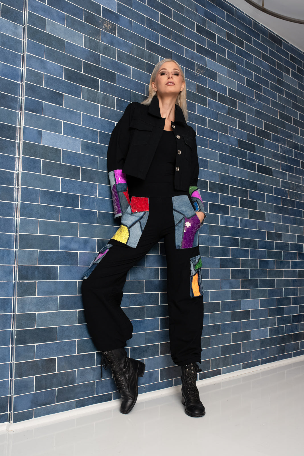 Ink Crop Jacket Remix Beaded