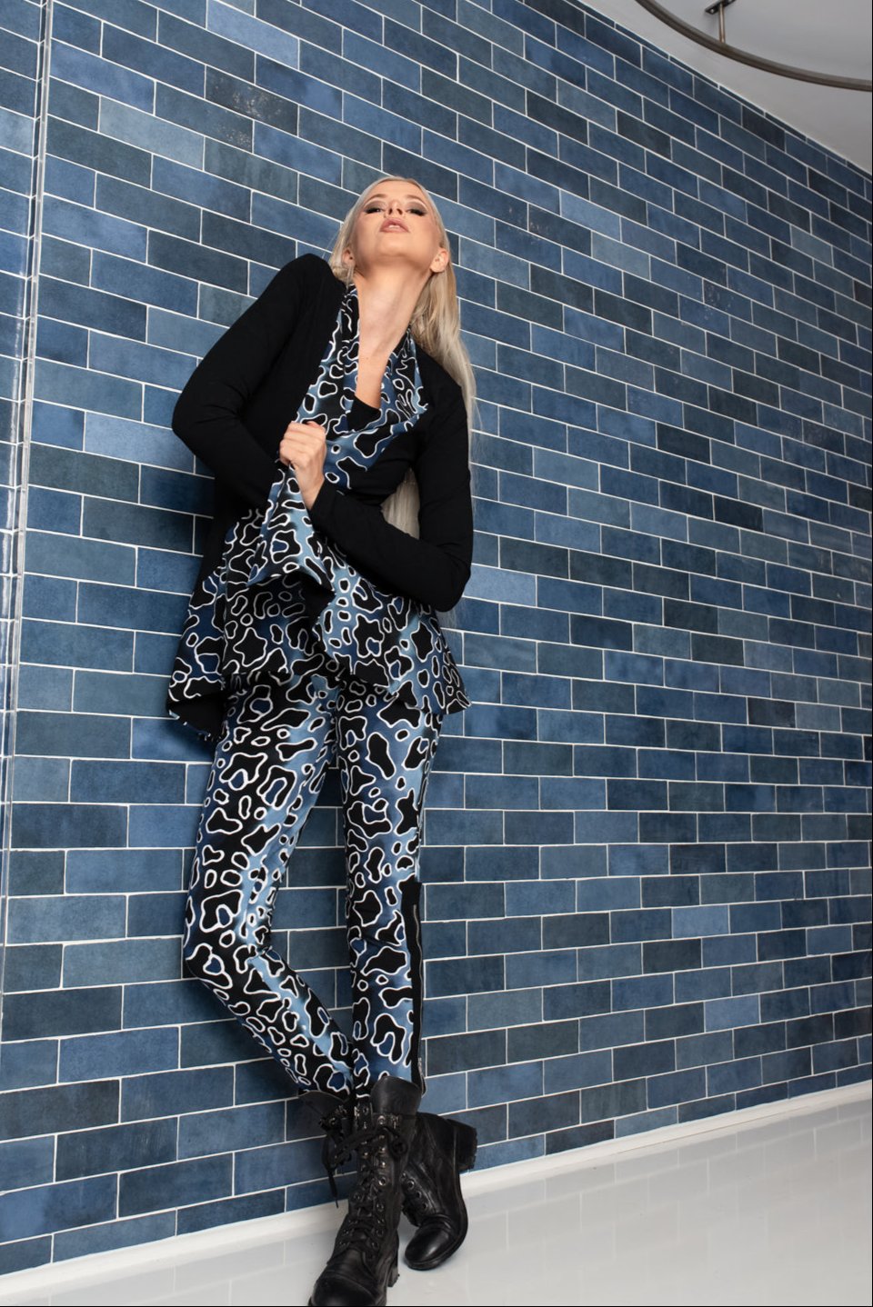 Waterfall Jacket Leopard Blue
