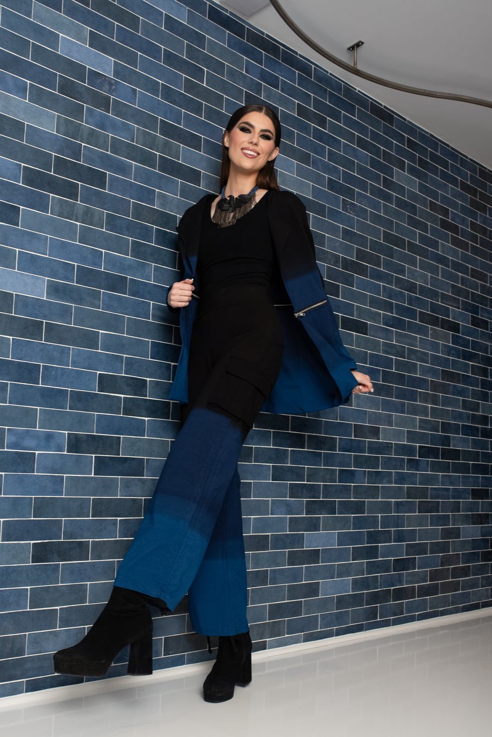 Split Jacket Watercolour Blue