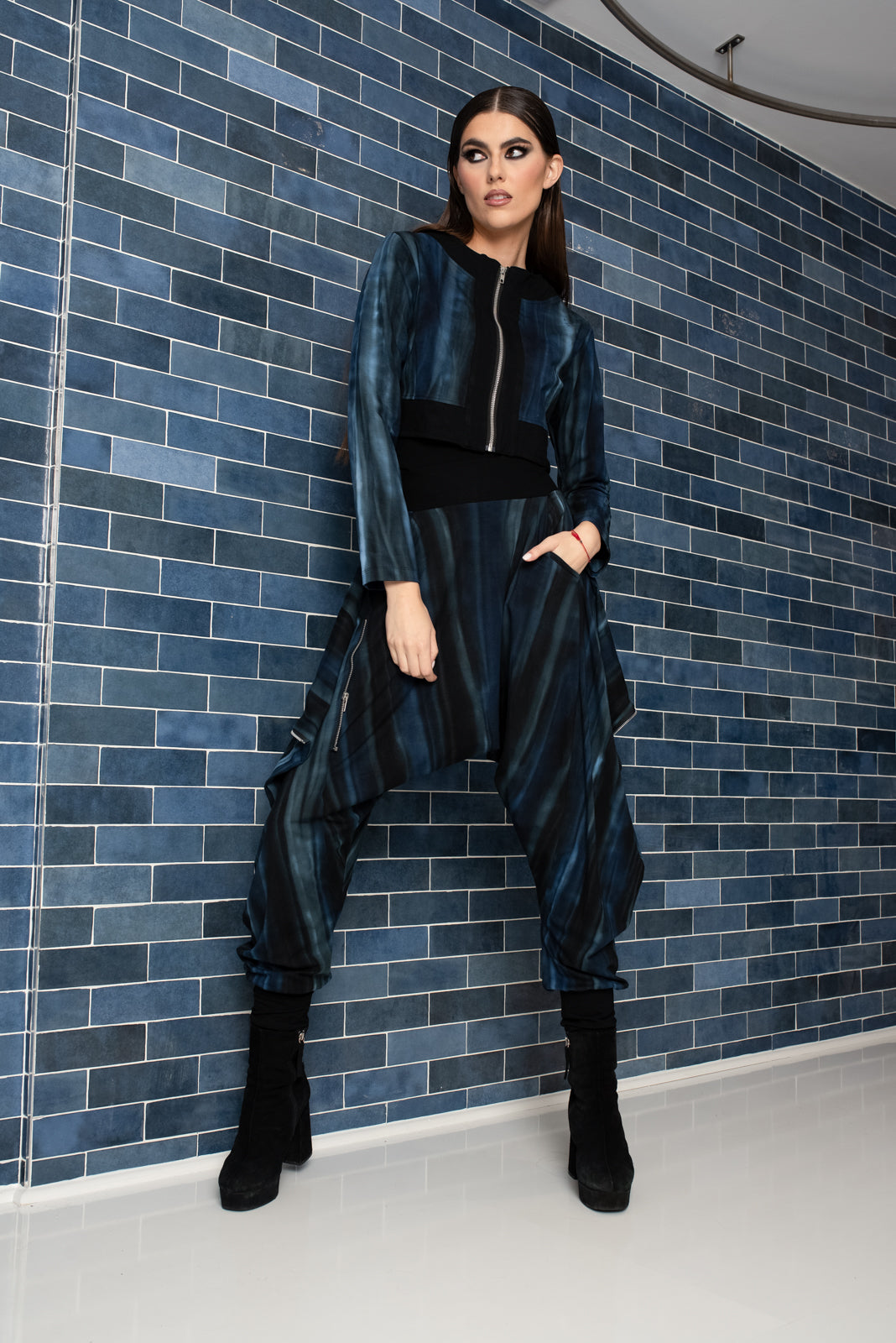 Angle Zipper Pant Night Blue