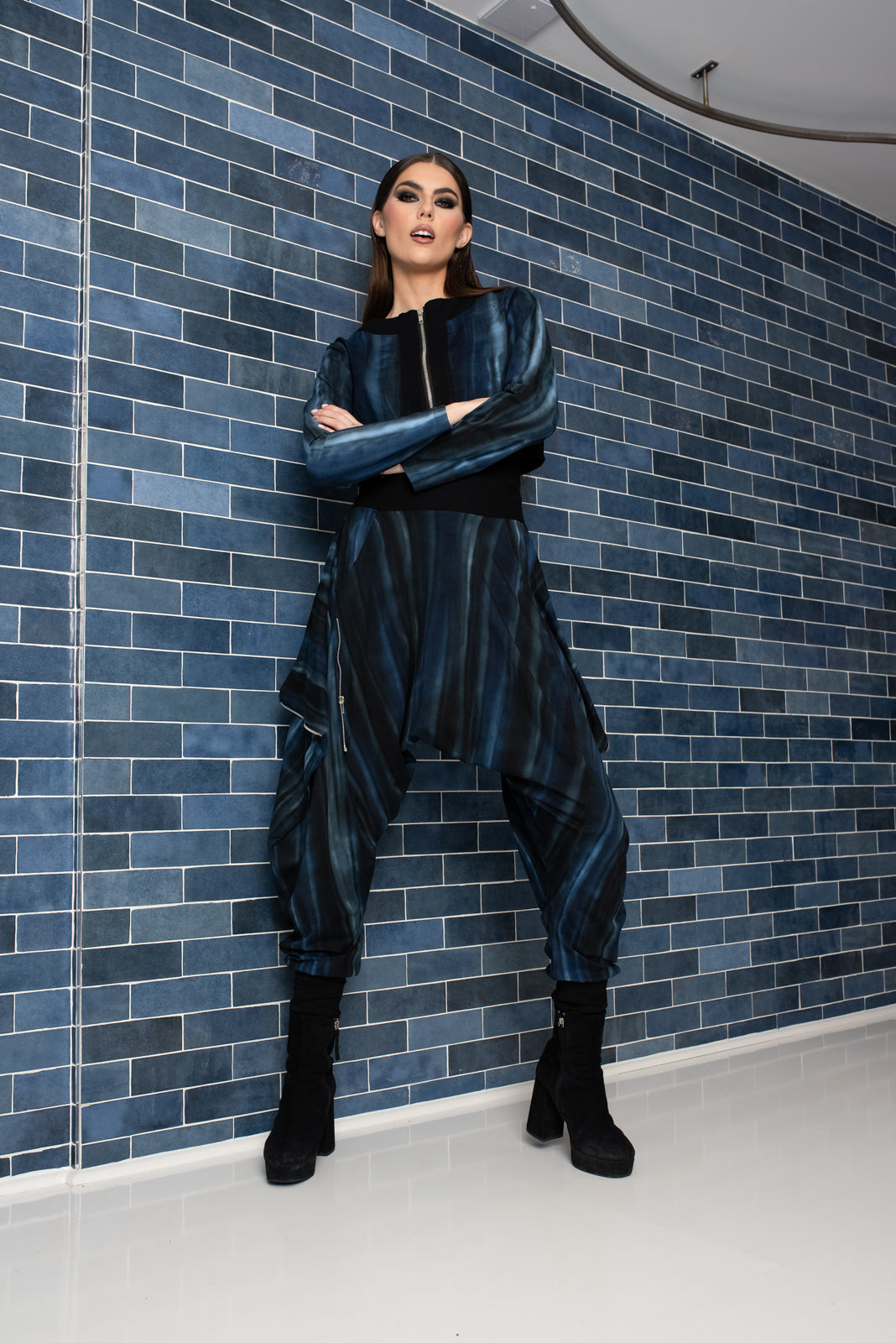 Angle Zipper Pant Night Blue