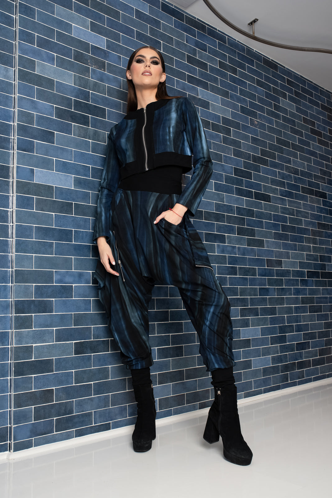 Angle Zipper Pant Night Blue